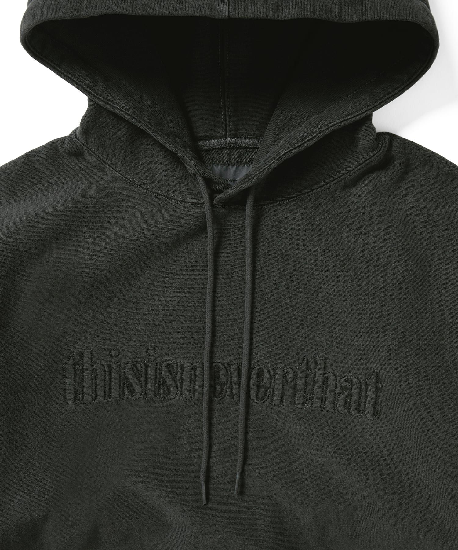 MUSINSA | thisisneverthat® Overdyed Embroidery Hoodie Charcoal