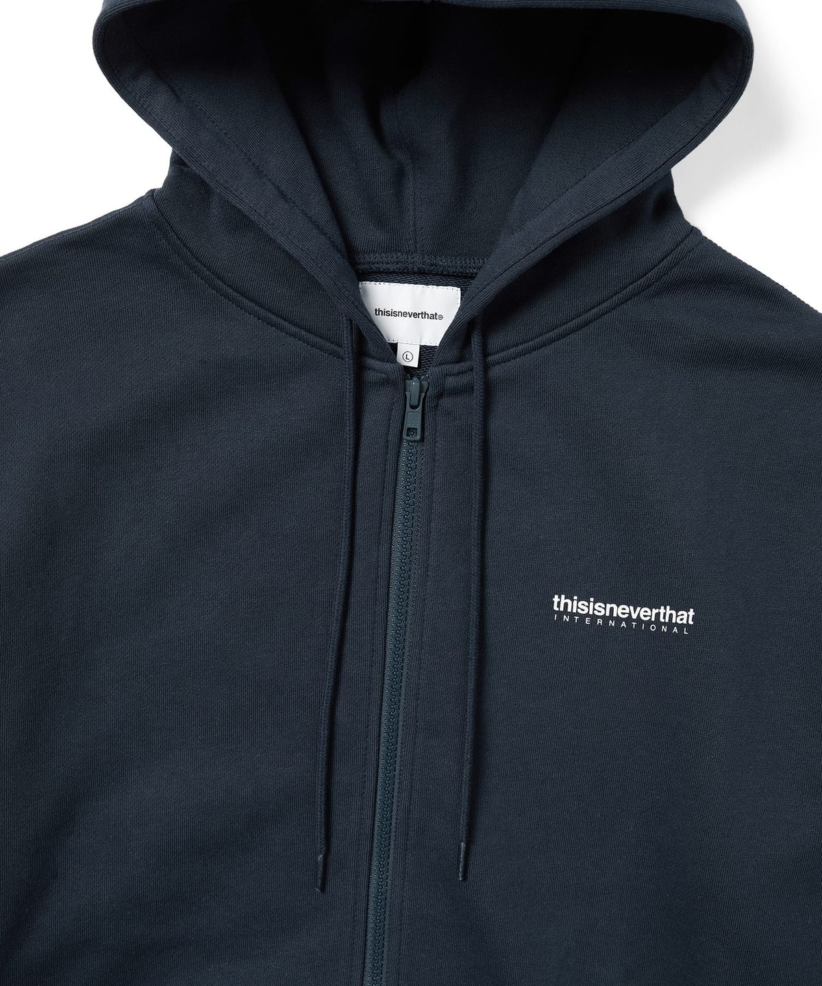 디스이즈네버댓(THISISNEVERTHAT) INTL. Logo Zip Up Hoodie Navy
