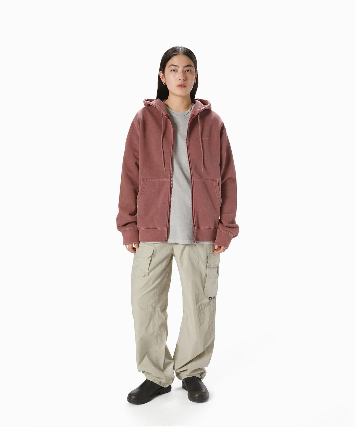 디스이즈네버댓(THISISNEVERTHAT) INTL. Logo Zip Up Hoodie Dried Rose