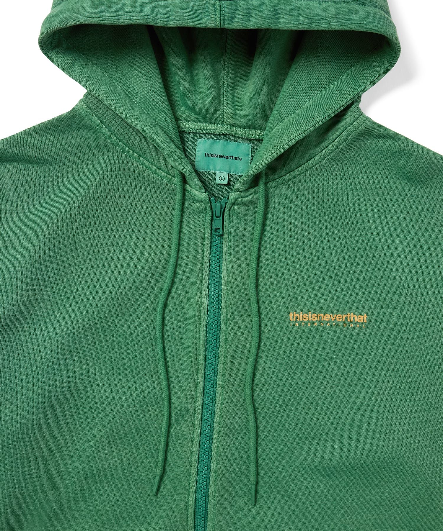 MUSINSA公式 | thisisneverthat INTL. Logo Zip Up Hoodie Deep Green