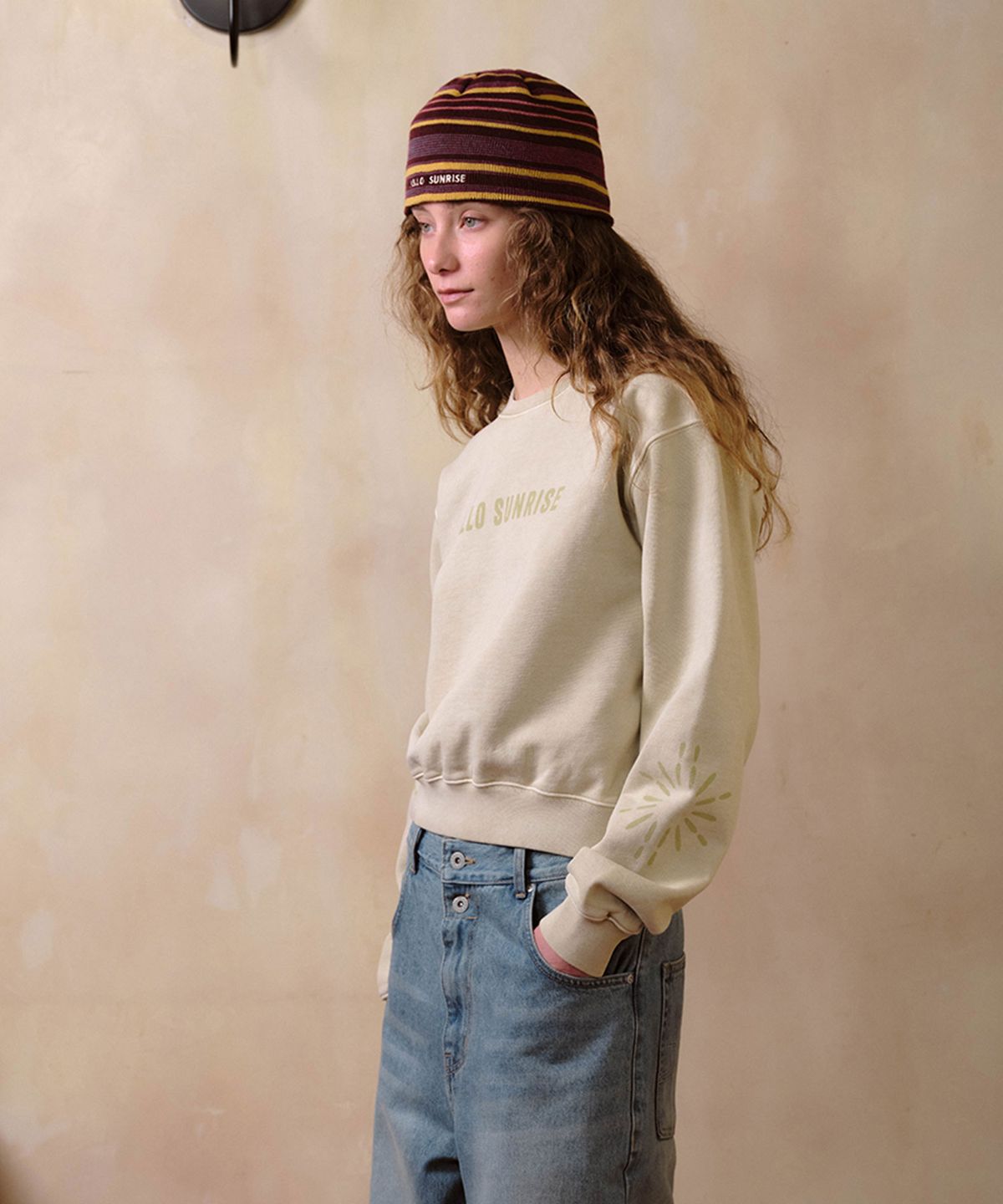 헬로 선라이즈(HELLO SUNRISE) Ethnic Symbol Sweatshirt(W)_Sand Beige
