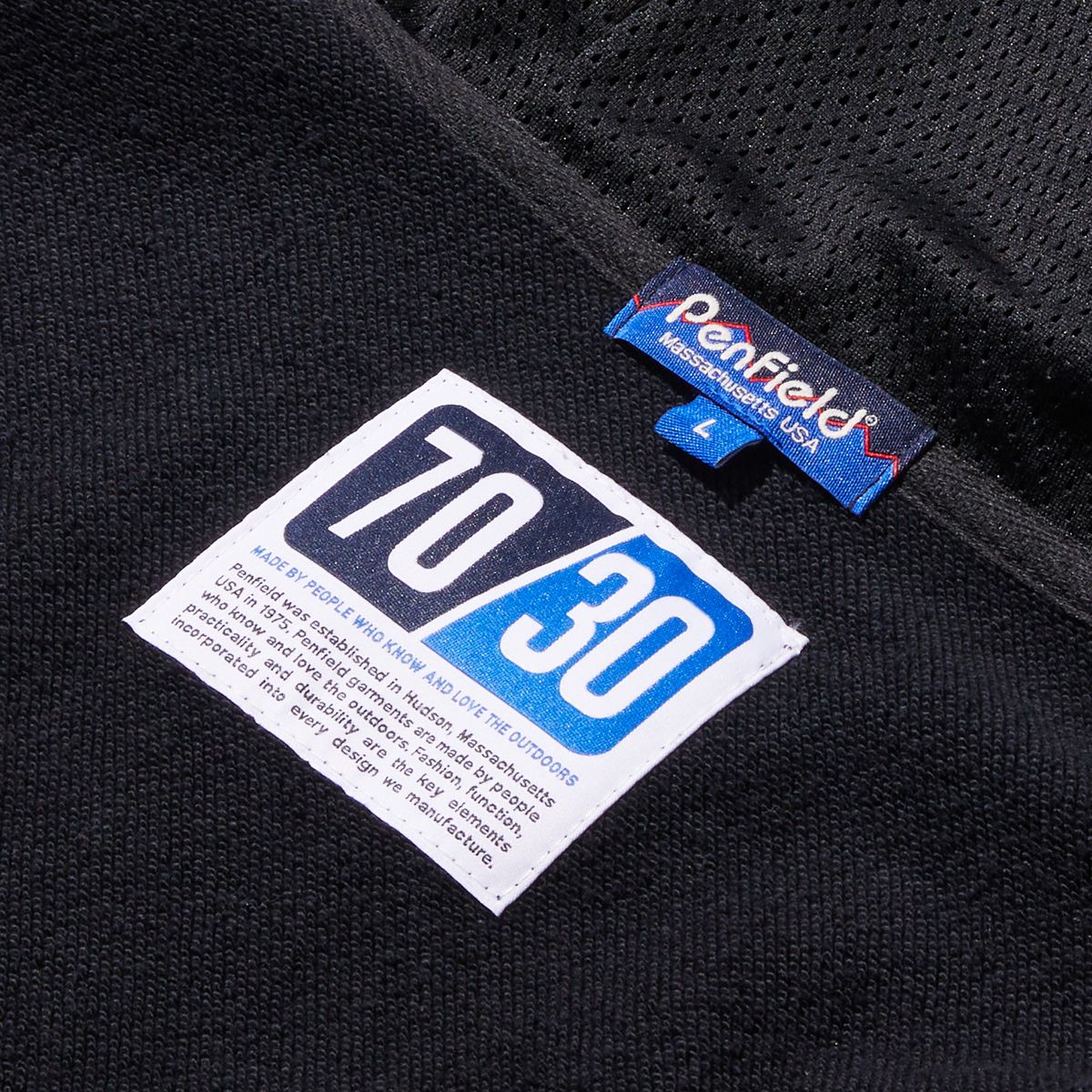 펜필드(PENFIELD) CN 믹스드 유틸리티 포켓 후디 스웨트 자켓 블랙_FR1KH61U