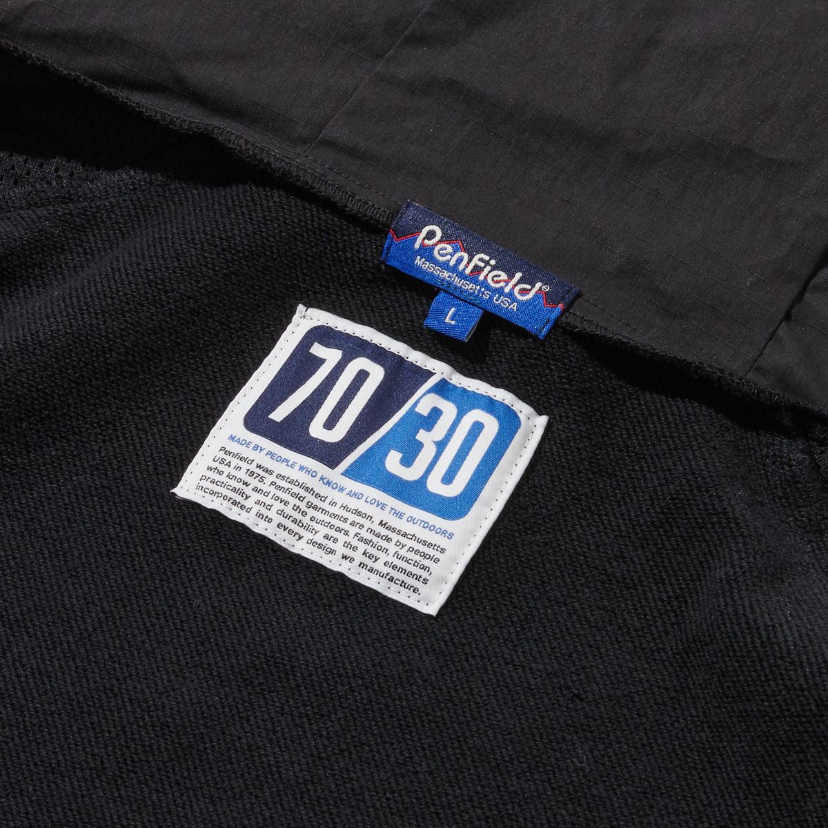펜필드(PENFIELD) CN 믹스드 오픈 후디 스웨트 자켓 블랙_FR1KH50U