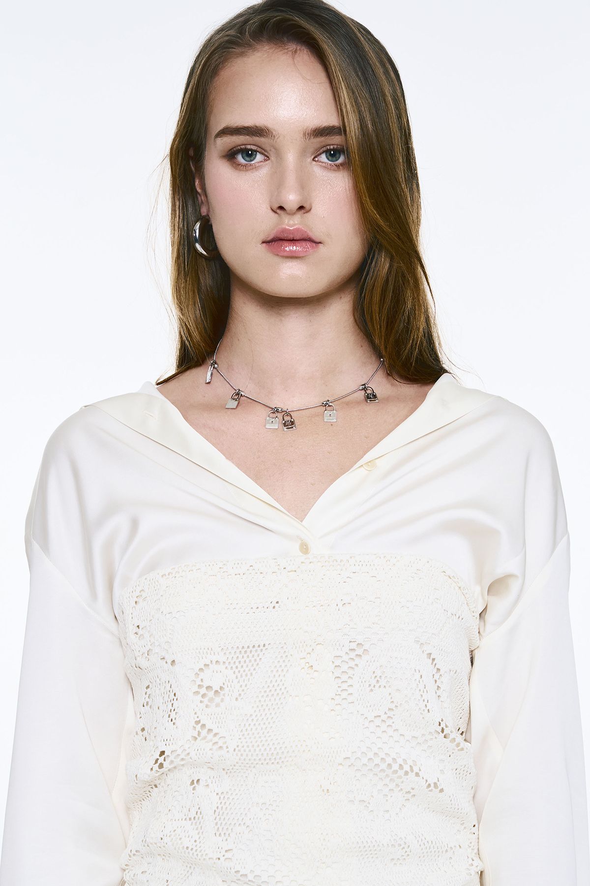 센티멍(SENTIMENTS) NO.574 [SILVER] LOCK LAYERED NECKLACE