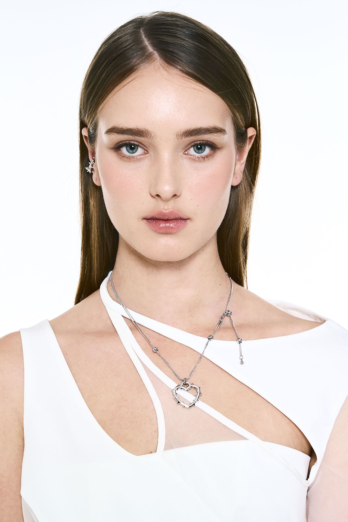 센티멍(SENTIMENTS) NO.610 [SILVER] SPIKY HEART NECKLACE