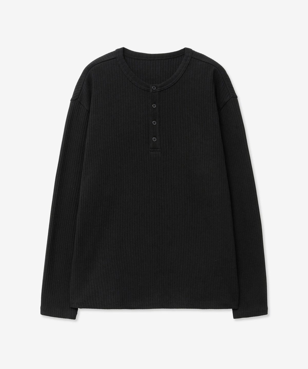 티엔지티(TNGT) Ribbed Henley Neck T-Shirt (Black) TNTS5F100BK