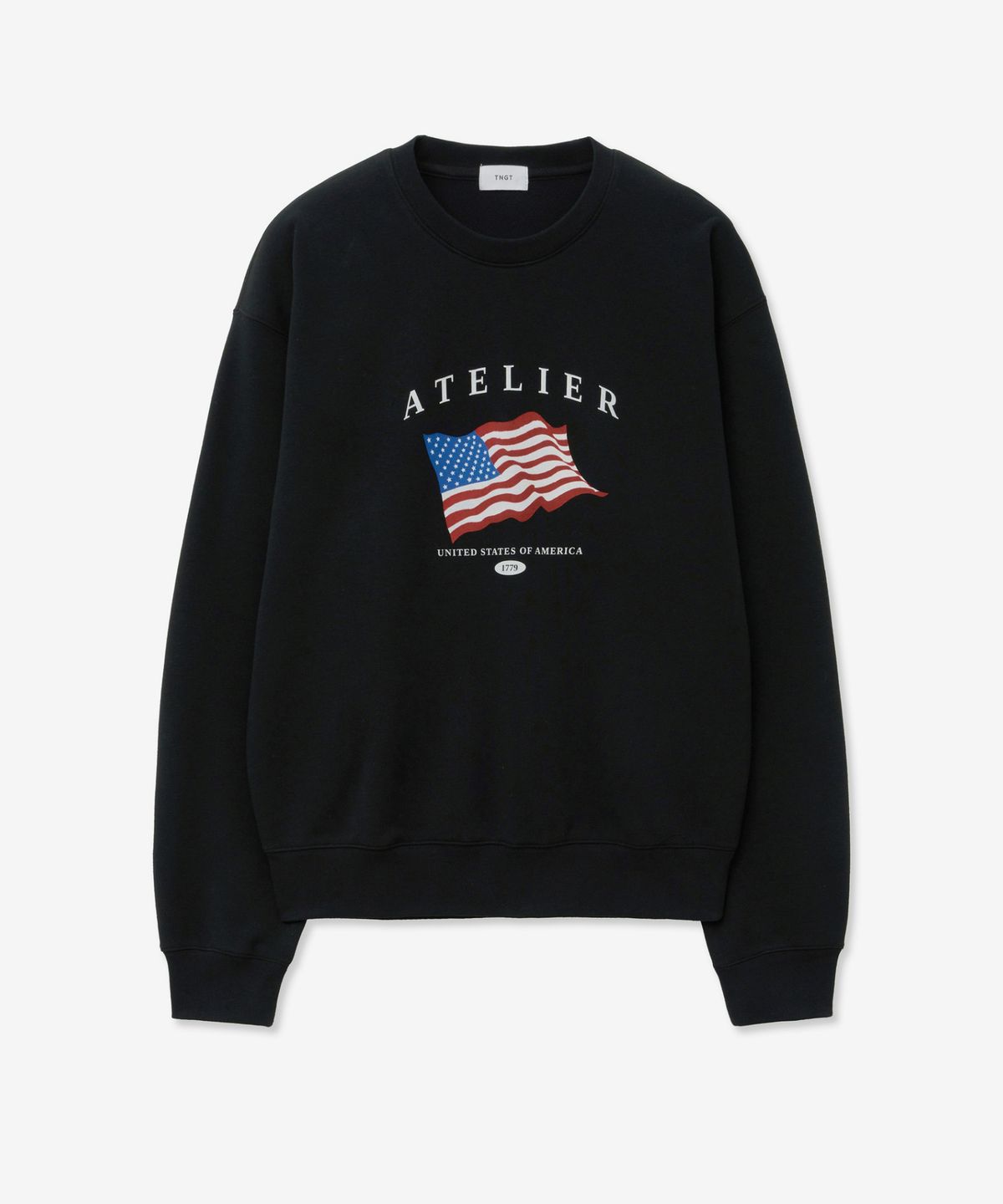 티엔지티(TNGT) Americanflag Sweatshirt (Black) TNTS5E103BK