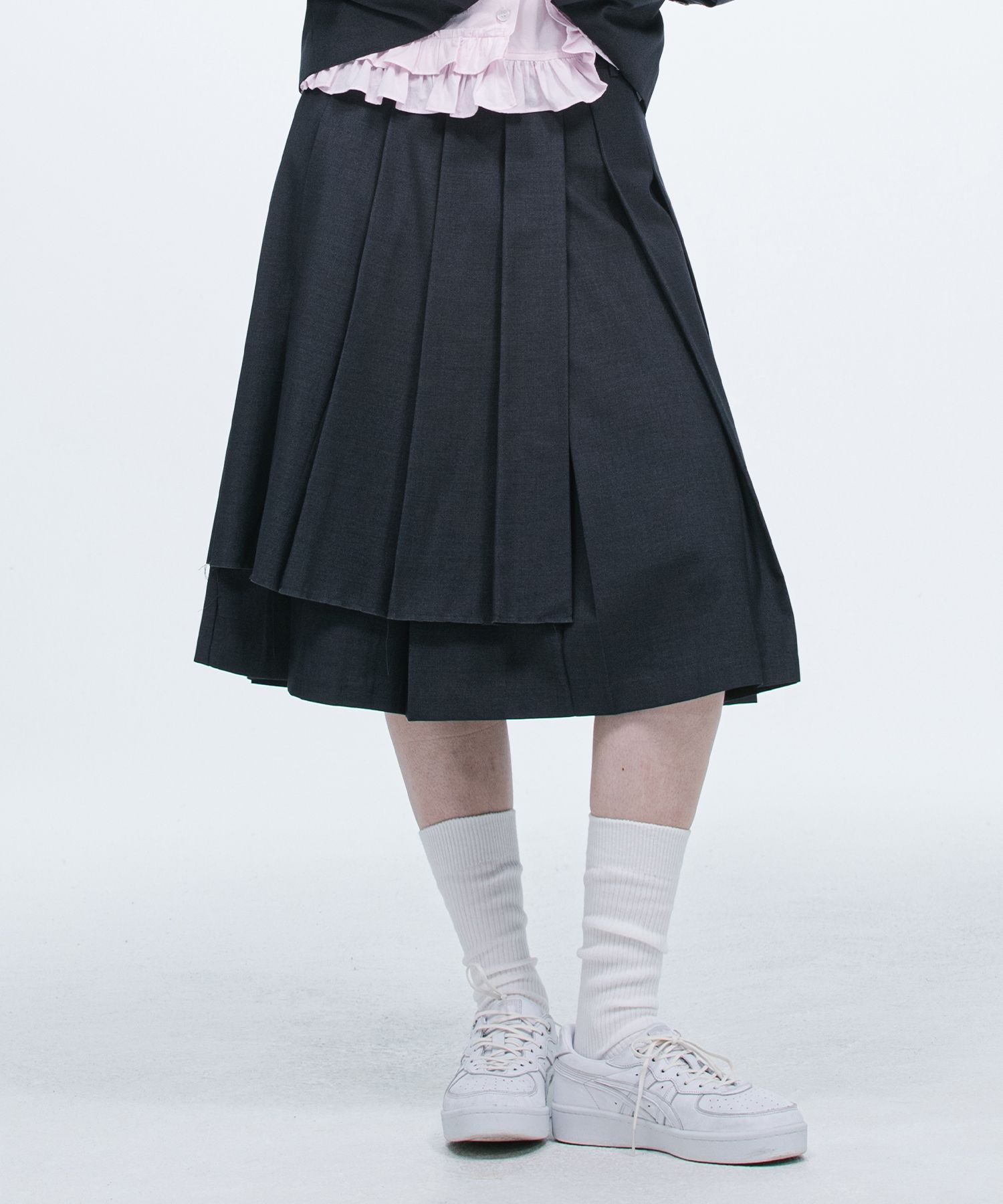 [OHESHIO] / ☆ 25SS PLEATED LAYERED SKIRT / BLACK MUSINSA | OHESHIO PLEATED LAYERED SKIRT, BLACK