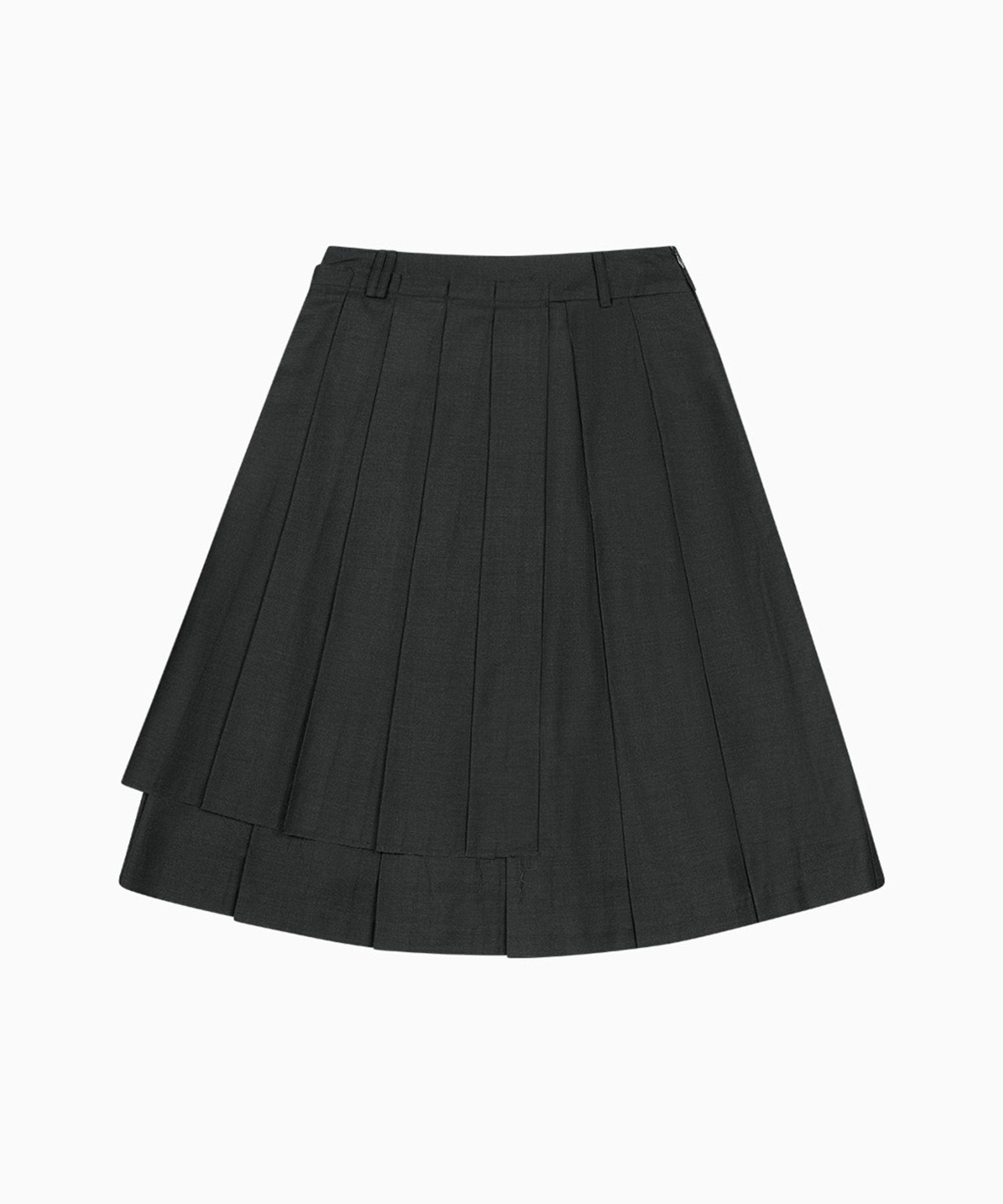 【OHESHIO】25ss PLEATED LAYERED SKIRT MUSINSA | OHESHIO PLEATED LAYERED SKIRT, CHARCOAL
