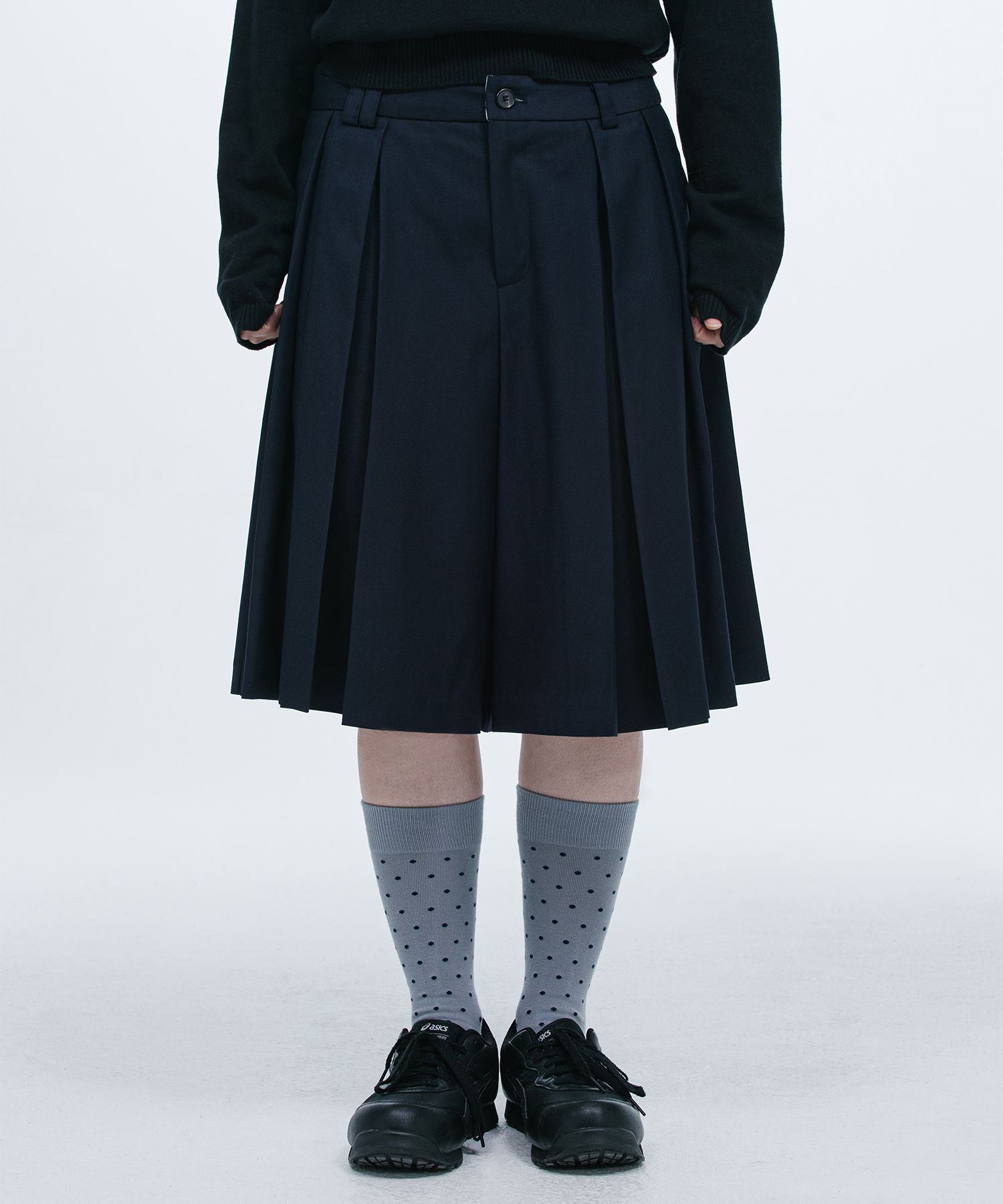 OHESHIO ■ PLEATS SKIRT MIDI PANTS ショートパンツ MUSINSA公式 | OHESHIO PLEATS SKIRT MIDI PANTS, BLACK