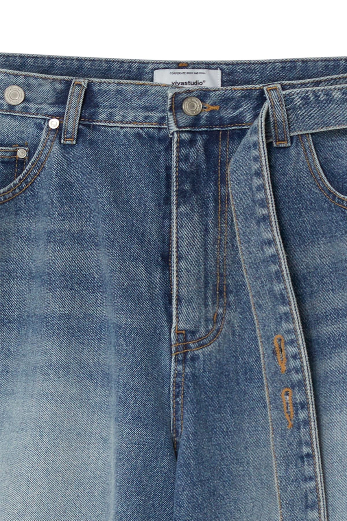 비바스튜디오(VIVASTUDIO) BELTED WIDE DENIM PANTS [BLUE]