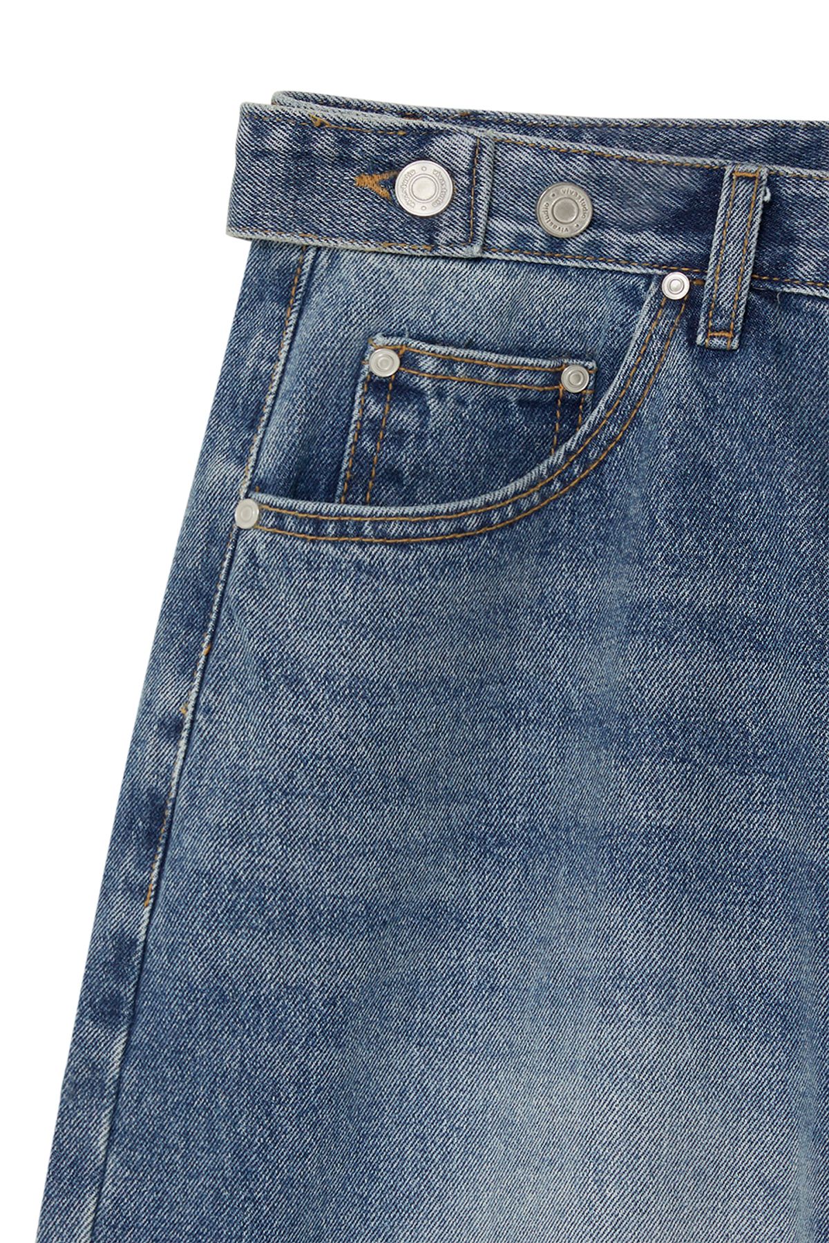 비바스튜디오(VIVASTUDIO) BELTED WIDE DENIM PANTS [BLUE]