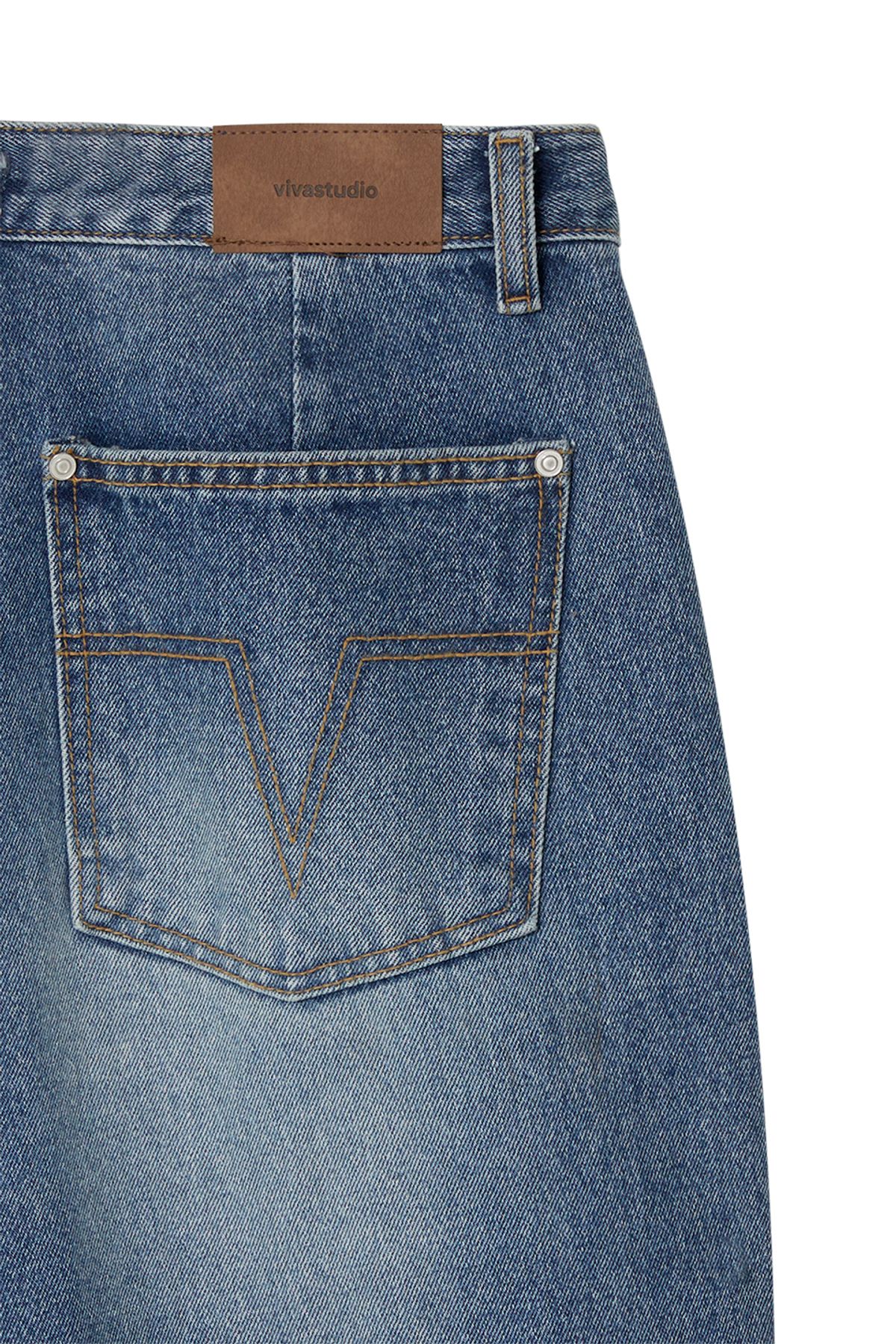 비바스튜디오(VIVASTUDIO) BELTED WIDE DENIM PANTS [BLUE]