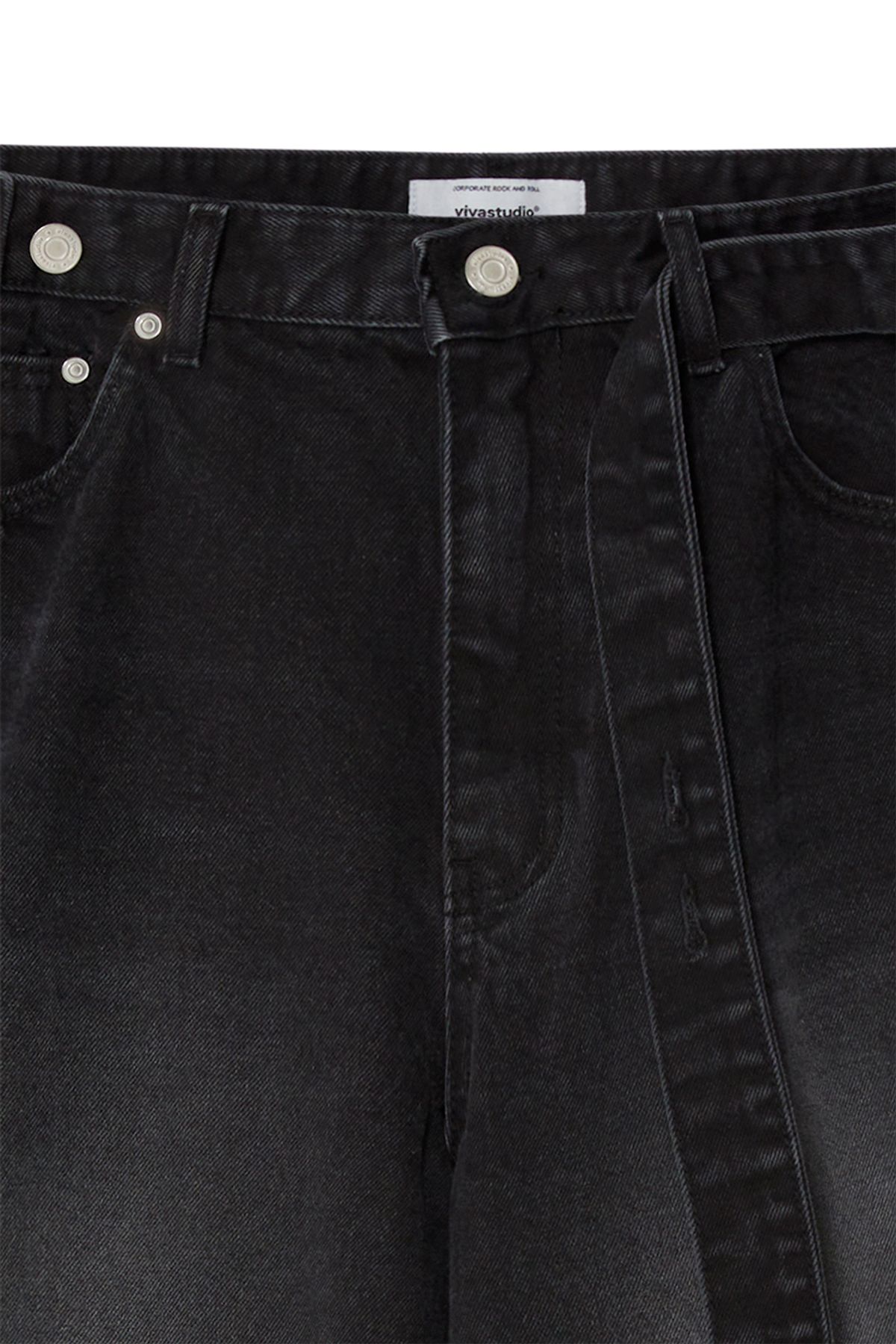 비바스튜디오(VIVASTUDIO) BELTED WIDE DENIM PANTS [BLACK]