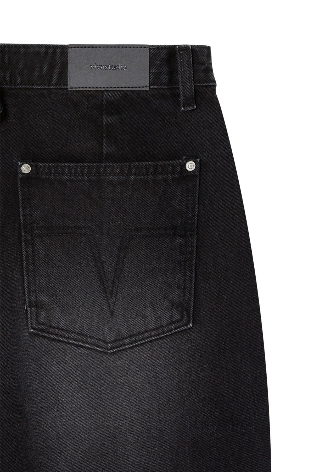 비바스튜디오(VIVASTUDIO) BELTED WIDE DENIM PANTS [BLACK]