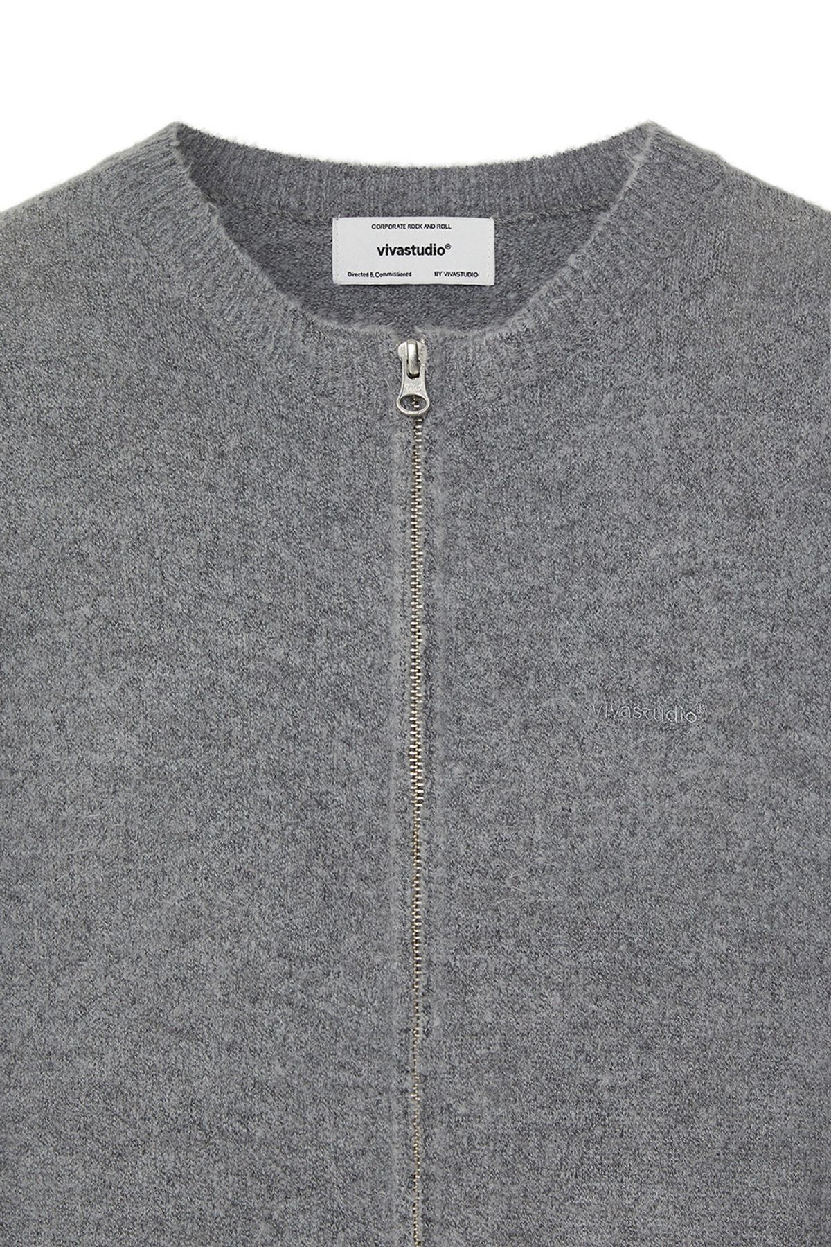 비바스튜디오(VIVASTUDIO) VESPER LOGO KNIT ZIP-UP [MELANGE GRAY]