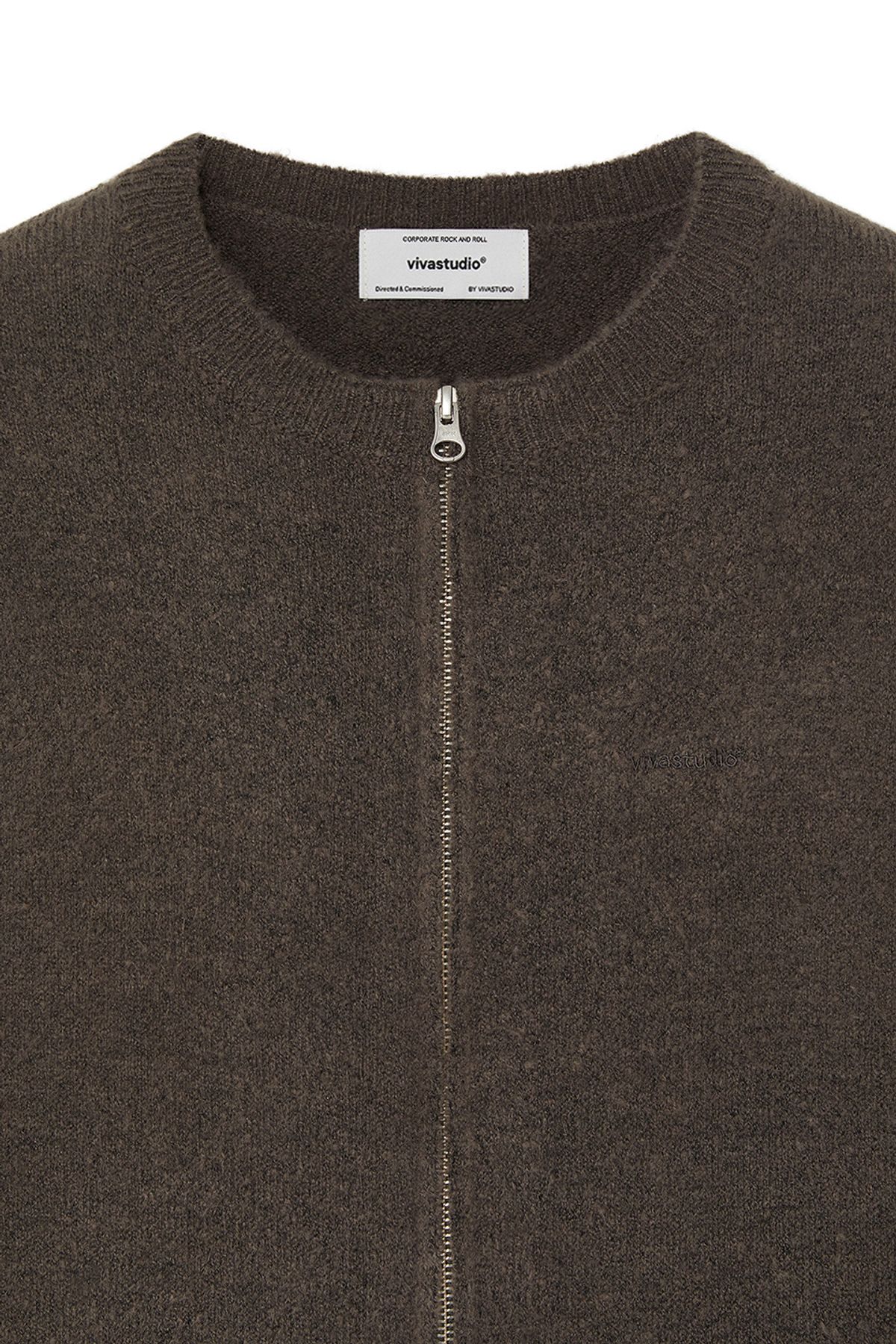 비바스튜디오(VIVASTUDIO) VESPER LOGO KNIT ZIP-UP [BROWN]