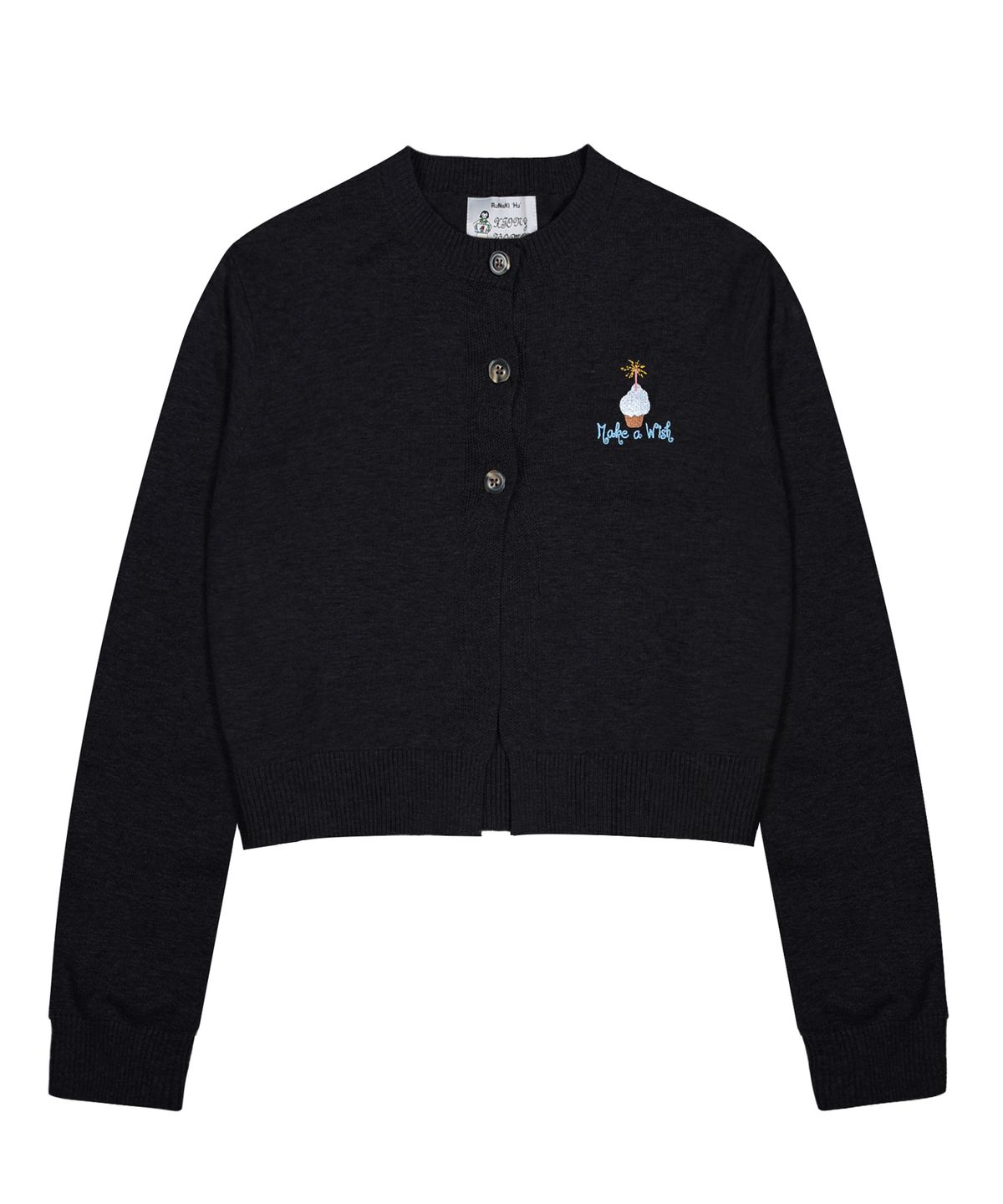 루나키후(RuNaKi'Hu') WXK013 Make a Wish 쓰리버튼 니트 가디건 (BLACK)