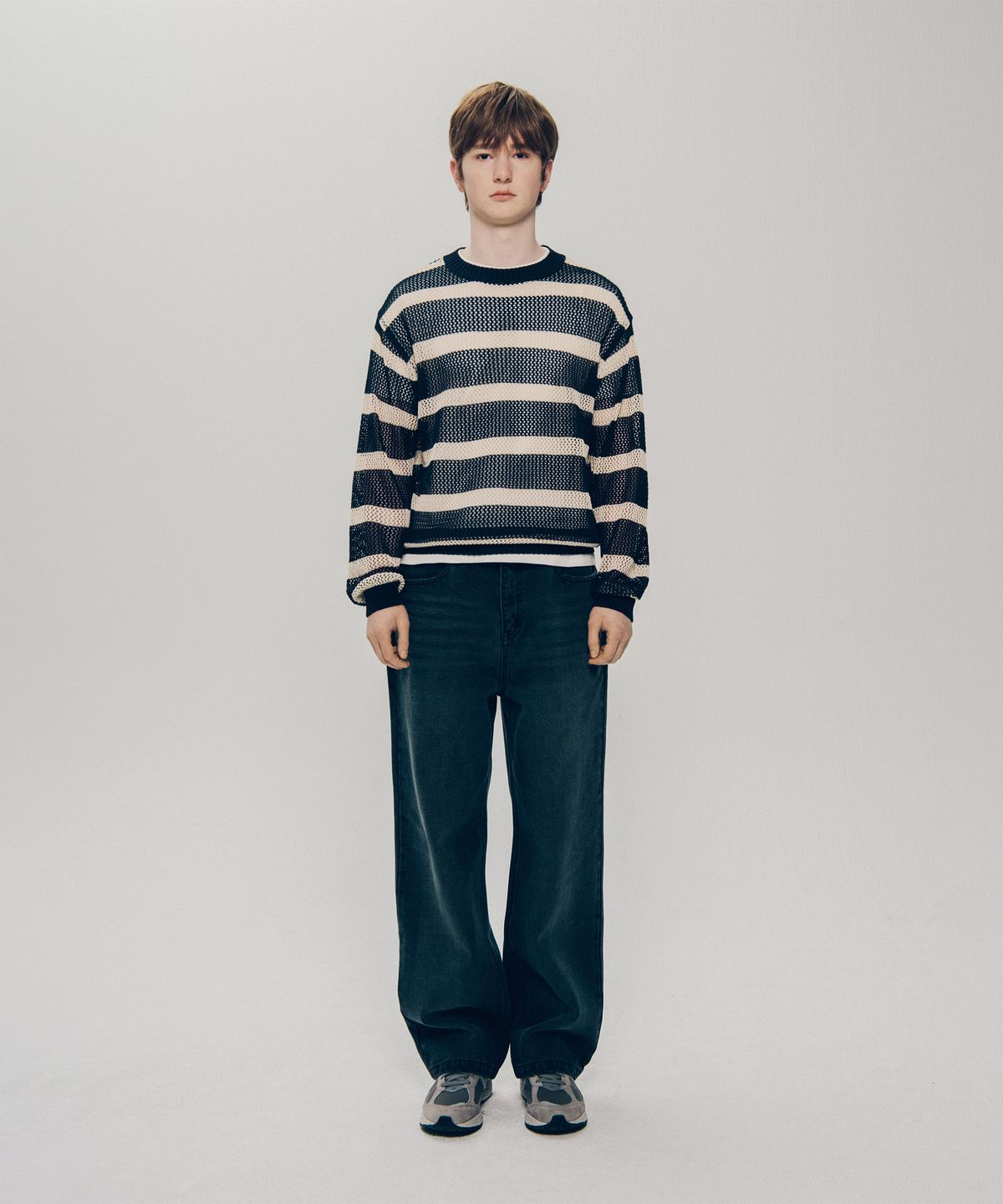 예일(YALE) 스트레이트 데님팬츠_차콜