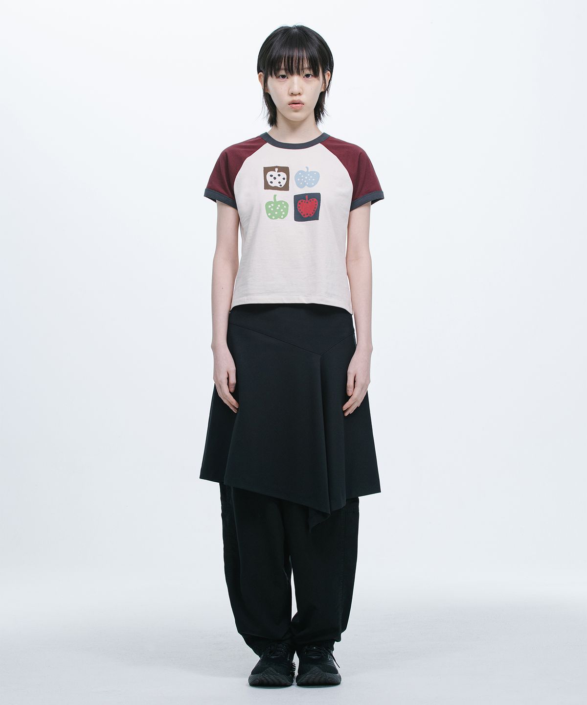 오헤시오(OHESHIO) APPLE RAGLAN T-SHIRT, BURGUNDY