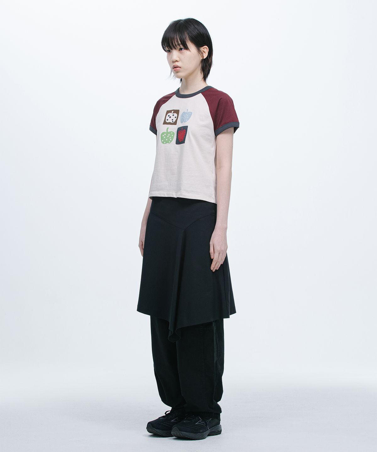오헤시오(OHESHIO) APPLE RAGLAN T-SHIRT, BURGUNDY
