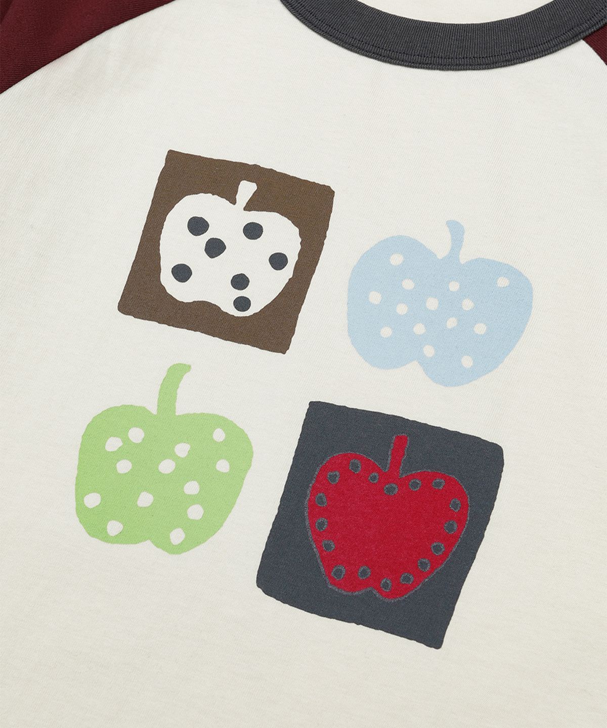 오헤시오(OHESHIO) APPLE RAGLAN T-SHIRT, BURGUNDY