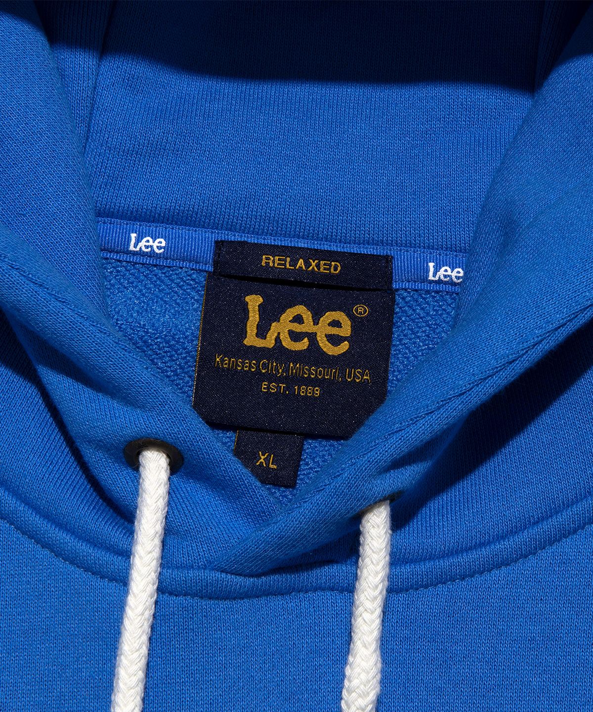 리(LEE) 타이포 그래픽 후드 블루