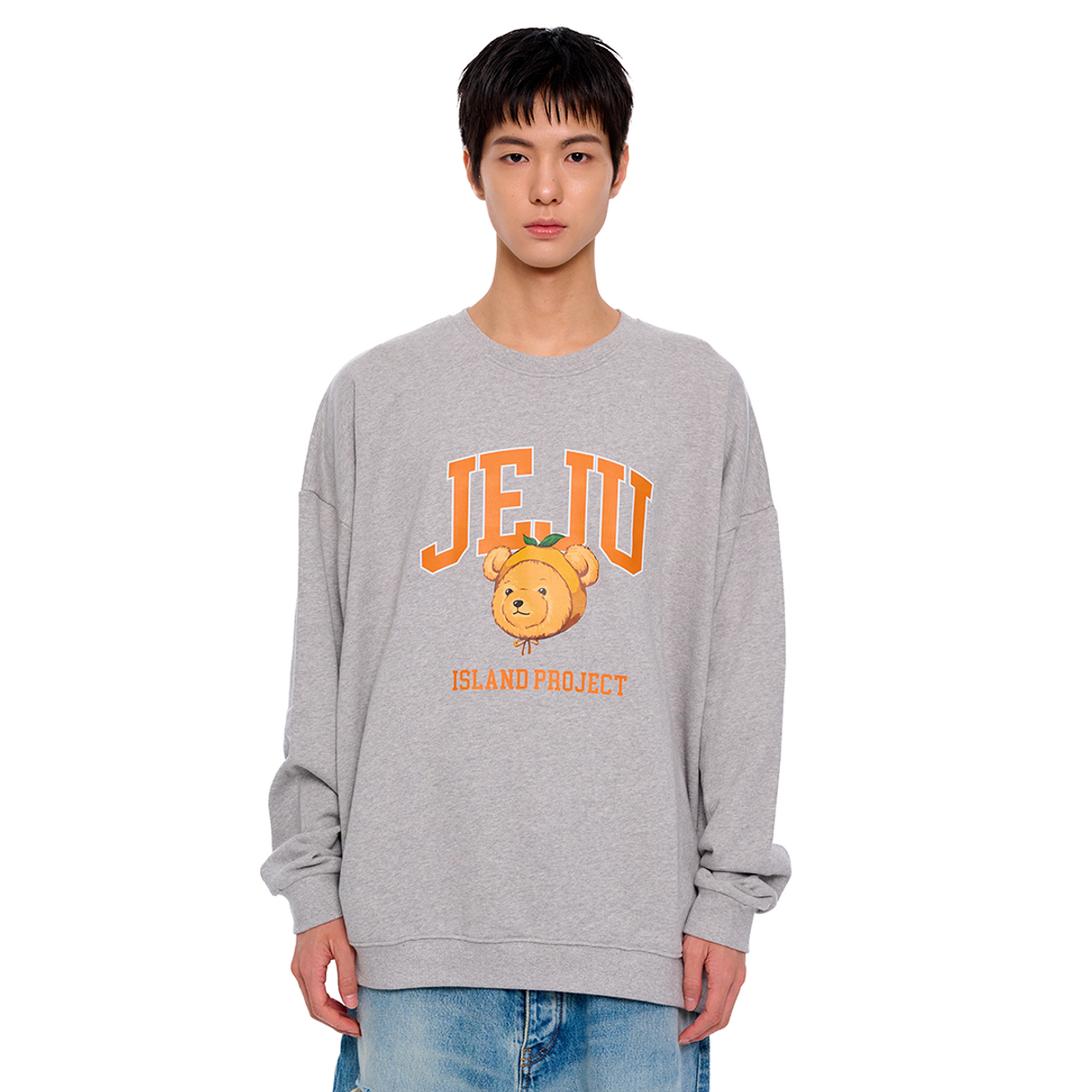 아일랜드 프로젝트(ISLAND PROJECT) Mandarine Bear Jeju Head Sweatshirt - Gray