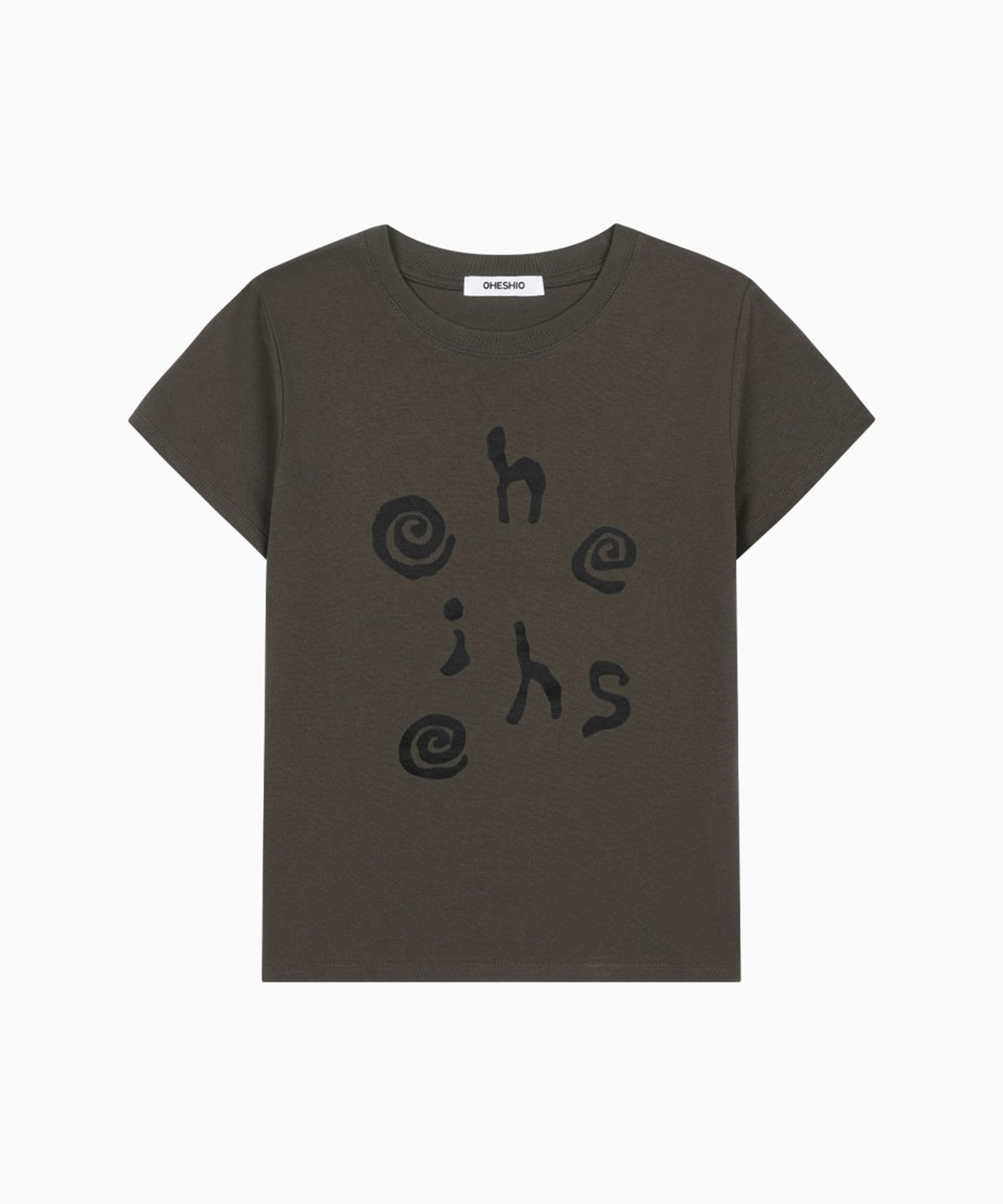 오헤시오(OHESHIO) LOGO SLIM T-SHIRT, DEEP BROWN