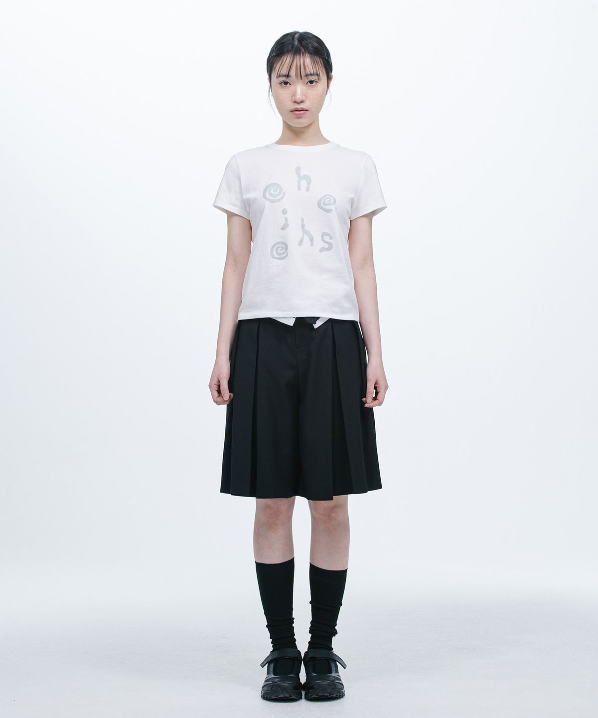 오헤시오(OHESHIO) LOGO SLIM T-SHIRT, WHITE