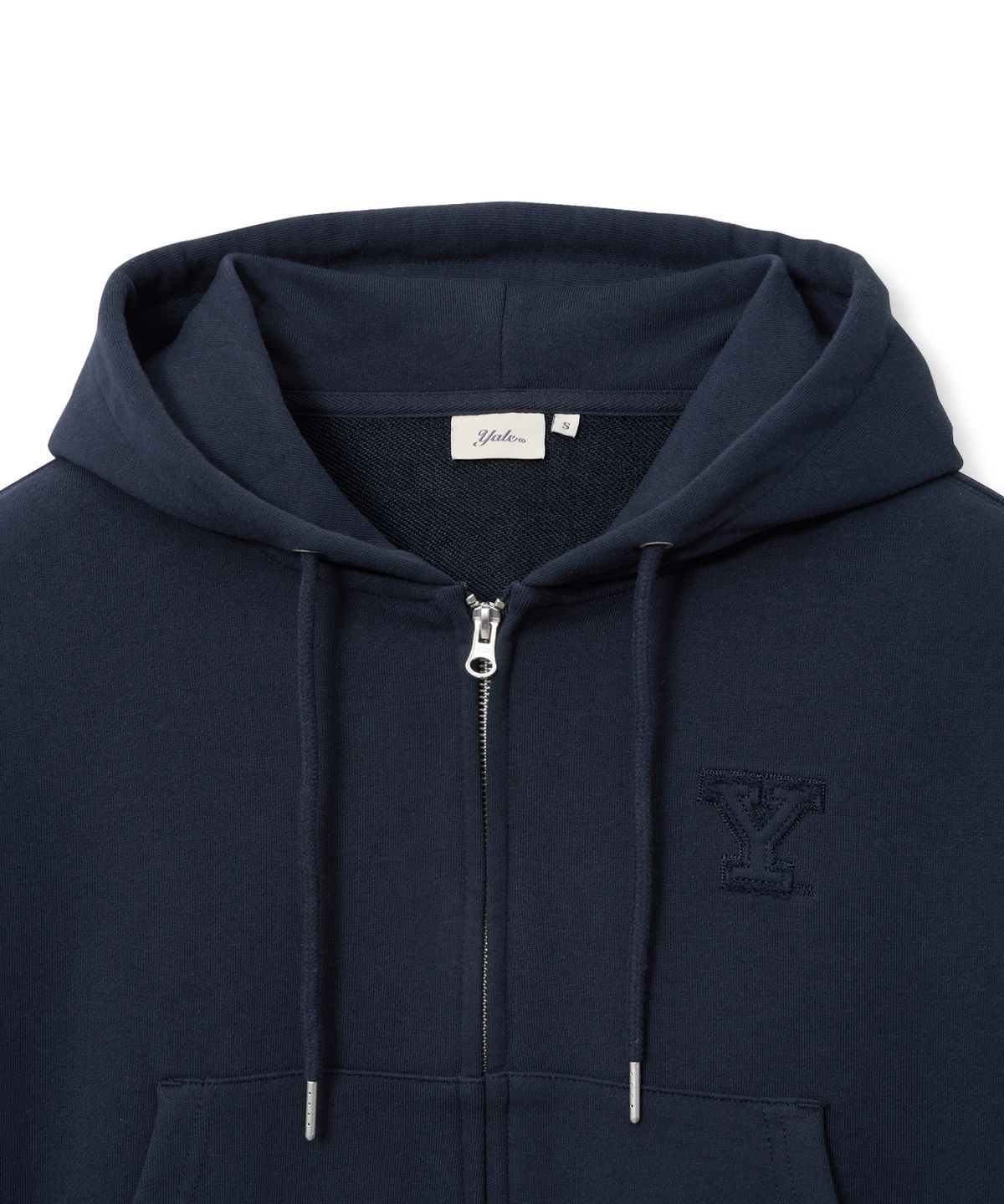 예일(YALE) 우먼즈 Y로고 크롭 후드집업_네이비
