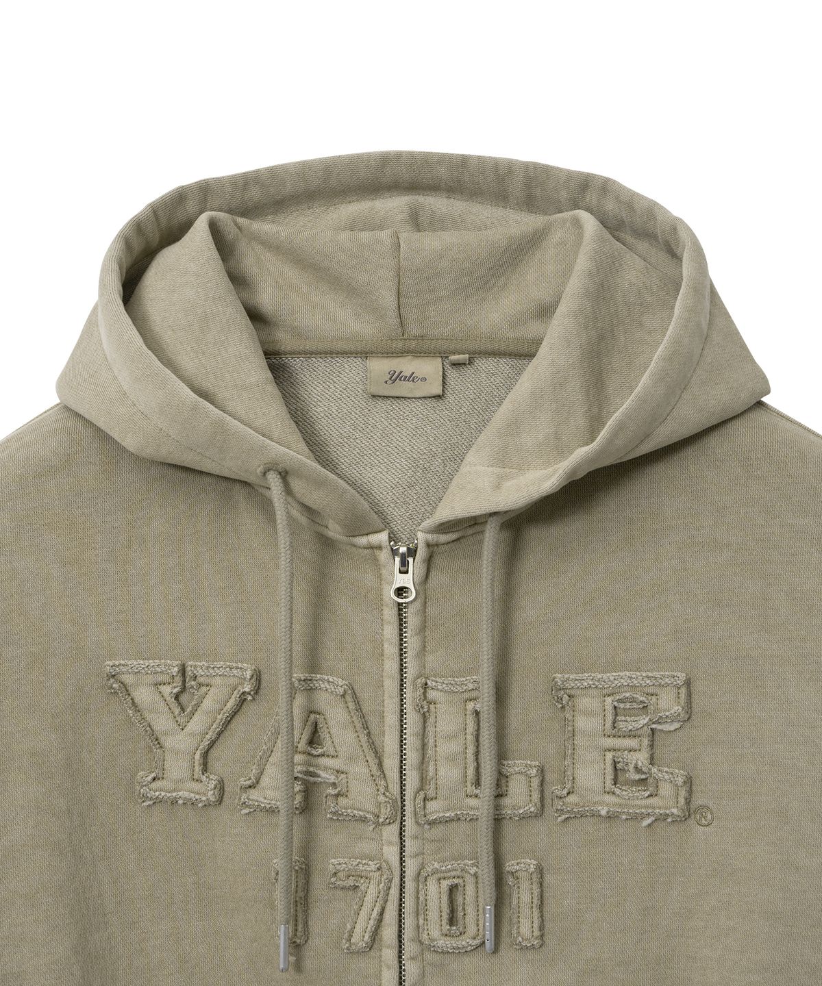 예일(YALE) 피그먼트 아플리케 후드집업_베이지