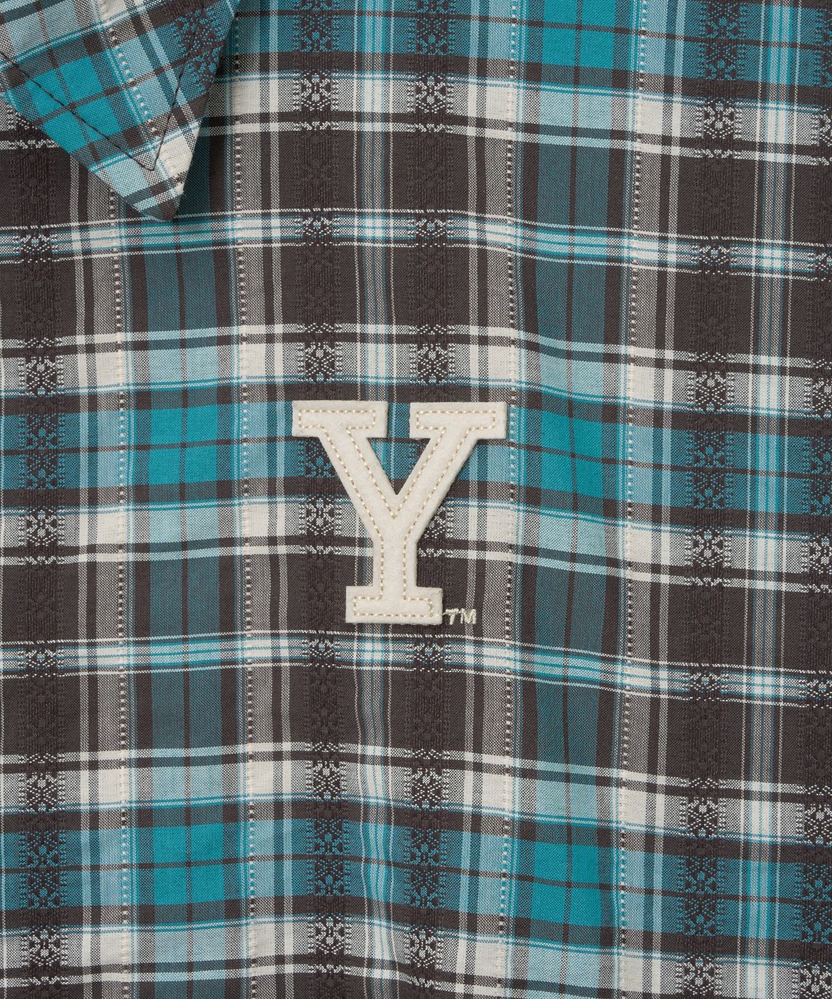 예일(YALE) [2-WAY] Y로고 체크 블루종_브라운