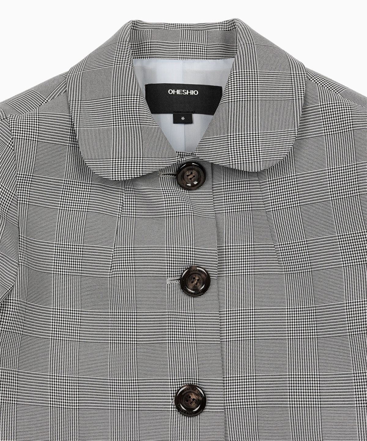 오헤시오(OHESHIO) ROUND COLLAR SEMI-CROP JACKET, CHECK