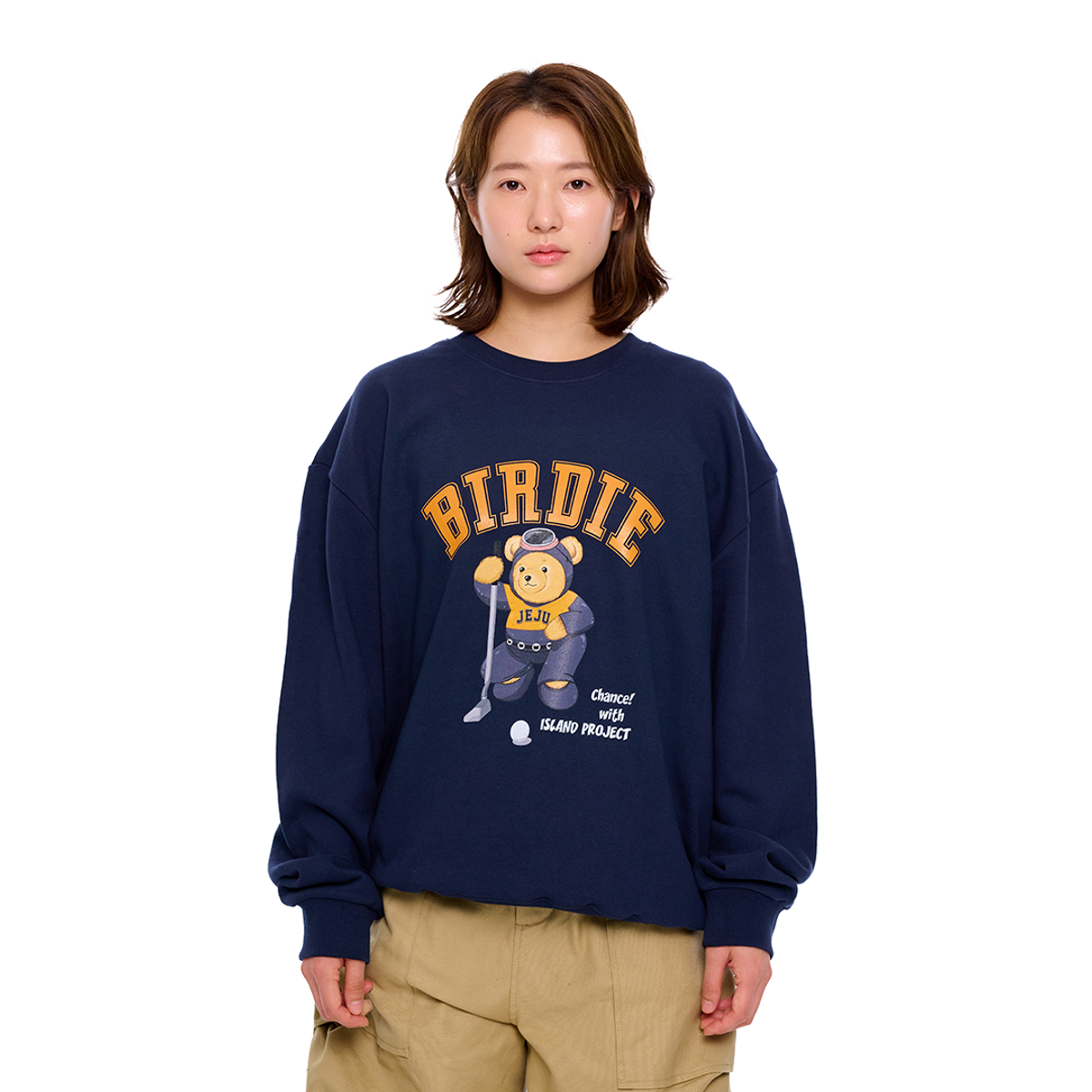 아일랜드 프로젝트(ISLAND PROJECT) Golf Putting Line Bear Sweatshirt - Black
