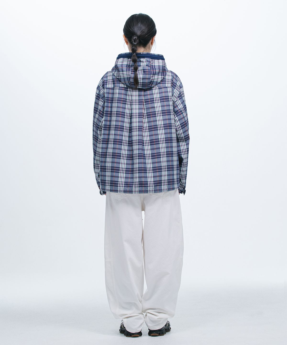 오헤시오(OHESHIO) SHIRT HOODED ZIP-UP, PURPLE CHECK