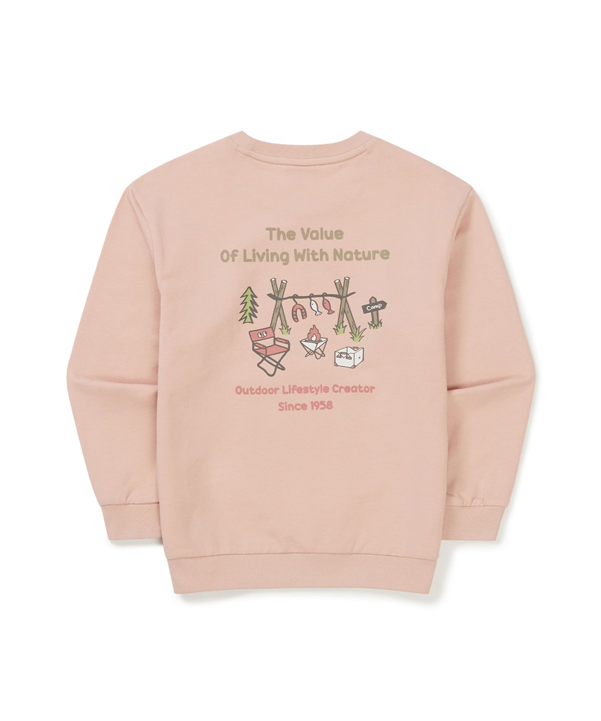 스노우피크 어패럴 키즈(SNOWPEAK APPAREL KIDS) 키즈 캠핑 맨투맨 (S25SKFHT80) Light Pink