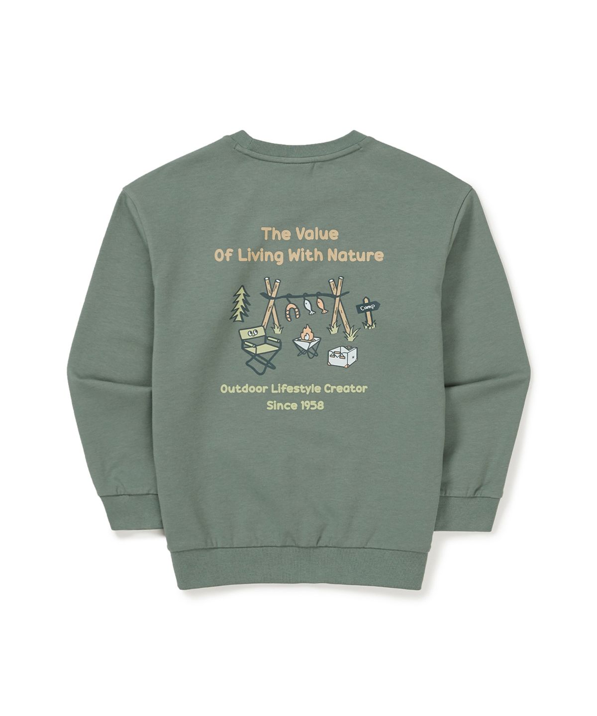 스노우피크 어패럴 키즈(SNOWPEAK APPAREL KIDS) 키즈 캠핑 맨투맨 (S25SKFHT80) Mint