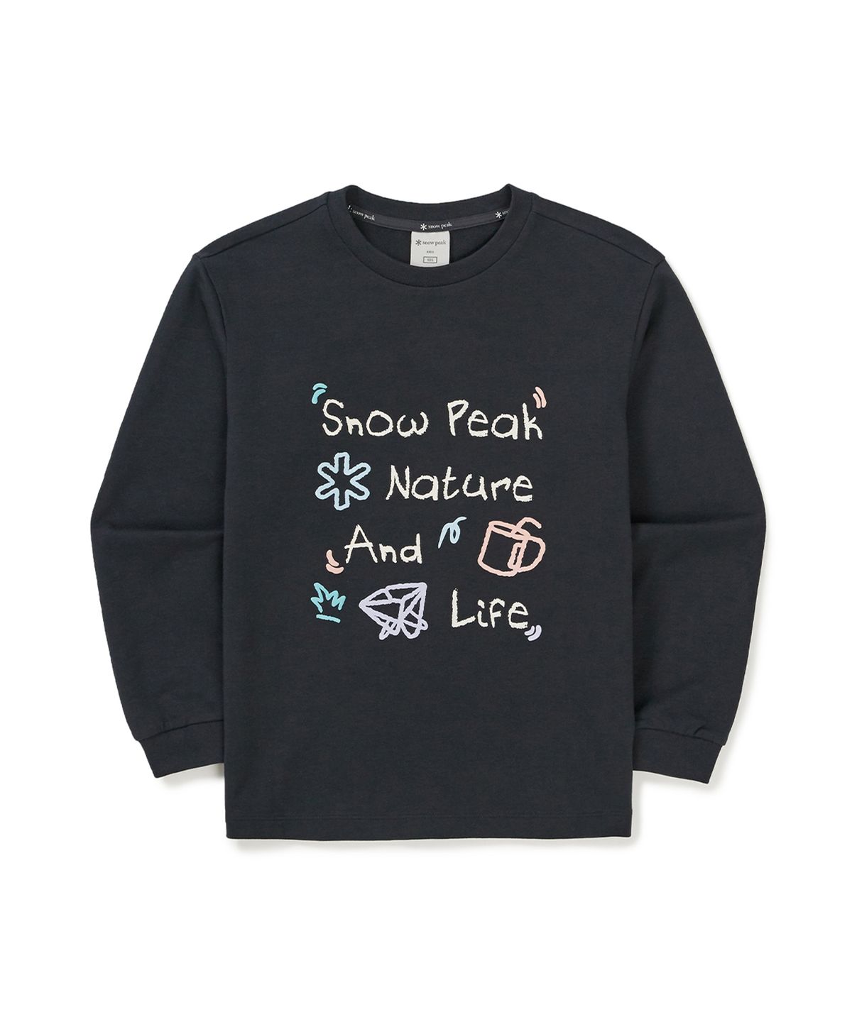 스노우피크 어패럴 키즈(SNOWPEAK APPAREL KIDS) 키즈 두들 그래픽 긴팔 티셔츠 (S25SKFTL80) Dark Charcoal