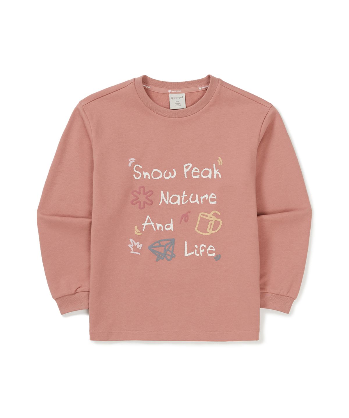 스노우피크 어패럴 키즈(SNOWPEAK APPAREL KIDS) 키즈 두들 그래픽 긴팔 티셔츠 (S25SKFTL80) Coral