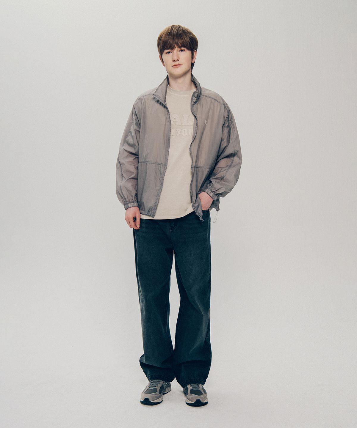 예일(YALE) 나일론 하프 스트링 재킷_라이트 그레이