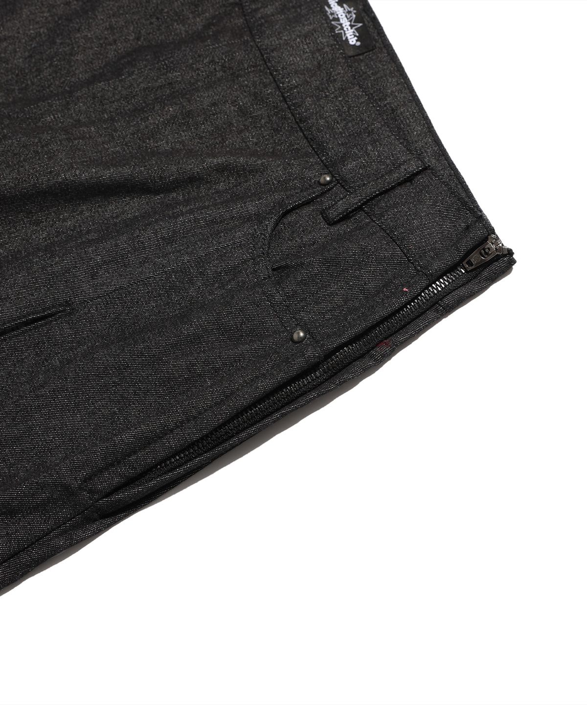 나이스고스트클럽(NICEGHOSTCLUB) DENIM PLEATS PANEL LAYERED SKIRT PANTS_BLACK(NG2FSUD103A)
