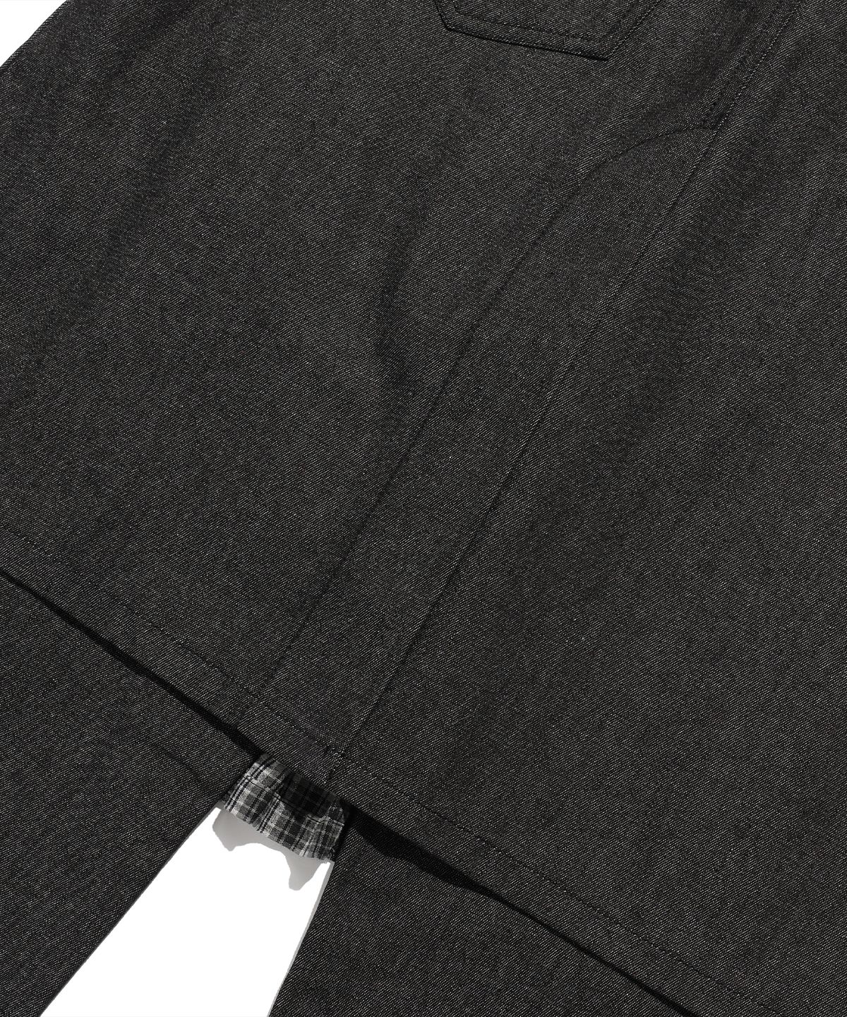 나이스고스트클럽(NICEGHOSTCLUB) DENIM PLEATS PANEL LAYERED SKIRT PANTS_BLACK(NG2FSUD103A)