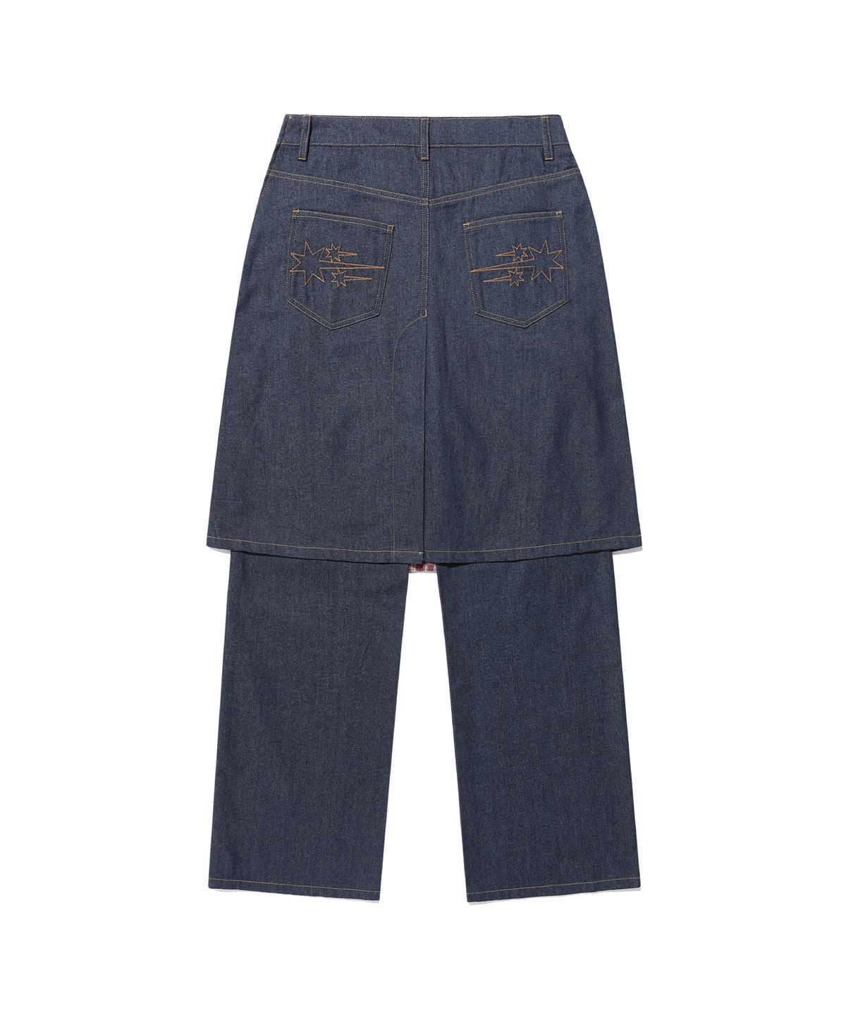 나이스고스트클럽(NICEGHOSTCLUB) DENIM PLEATS PANEL LAYERED SKIRT PANTS_INDIGO(NG2FSUD103A)