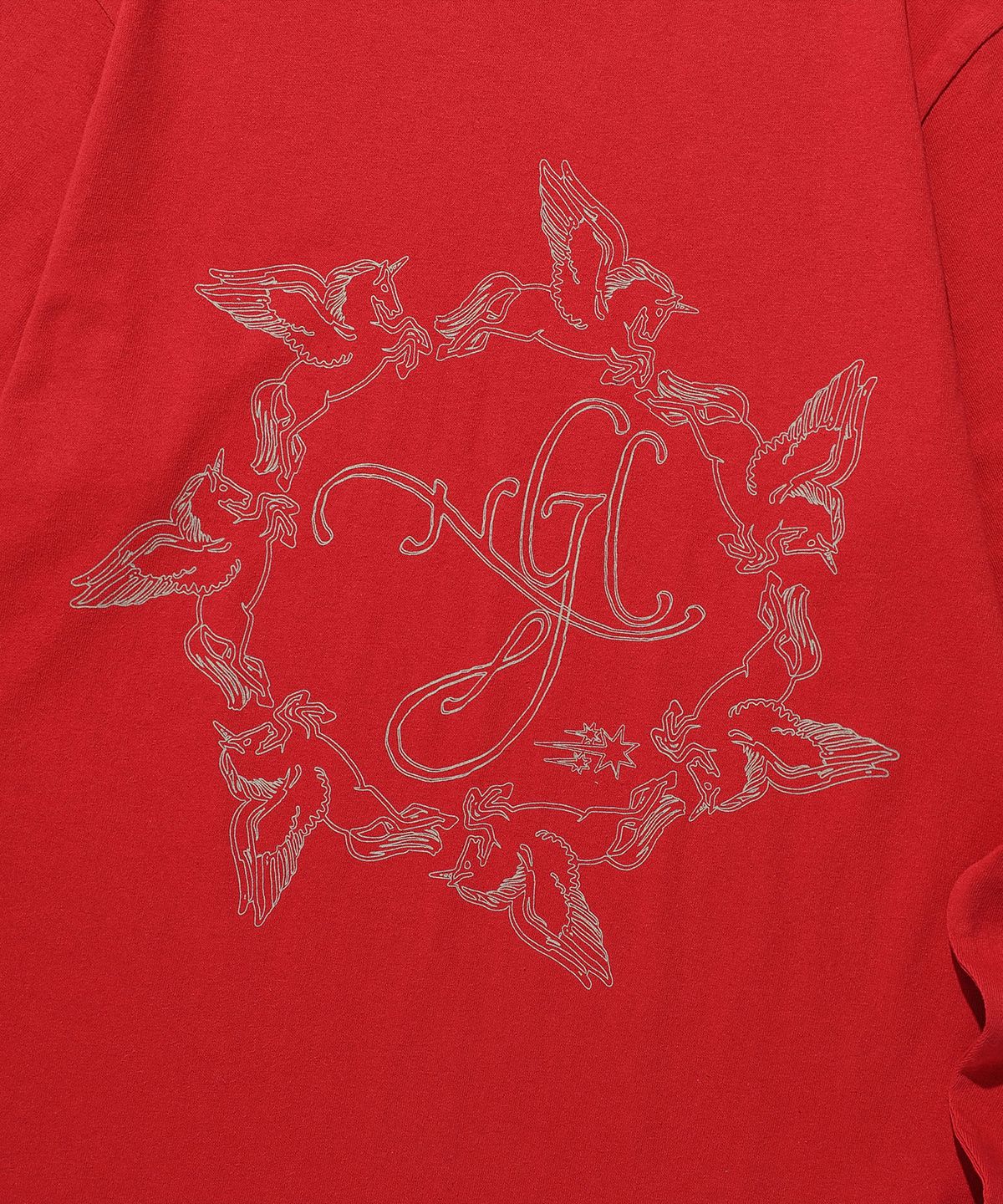 나이스고스트클럽(NICEGHOSTCLUB) UNICORN CIRCLE SLIM L/S TEE_RED(NG2FSUT552A)
