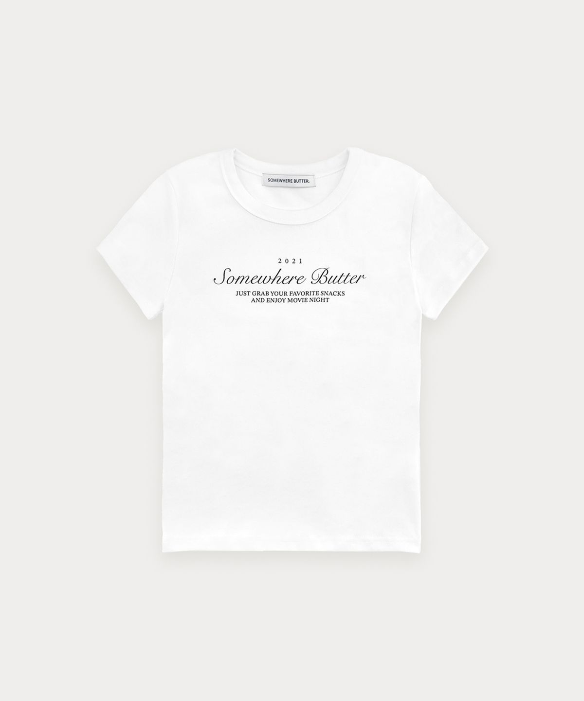 썸웨어버터(SOMEWHEREBUTTER) Snack Logo Crop Top - Ivory
