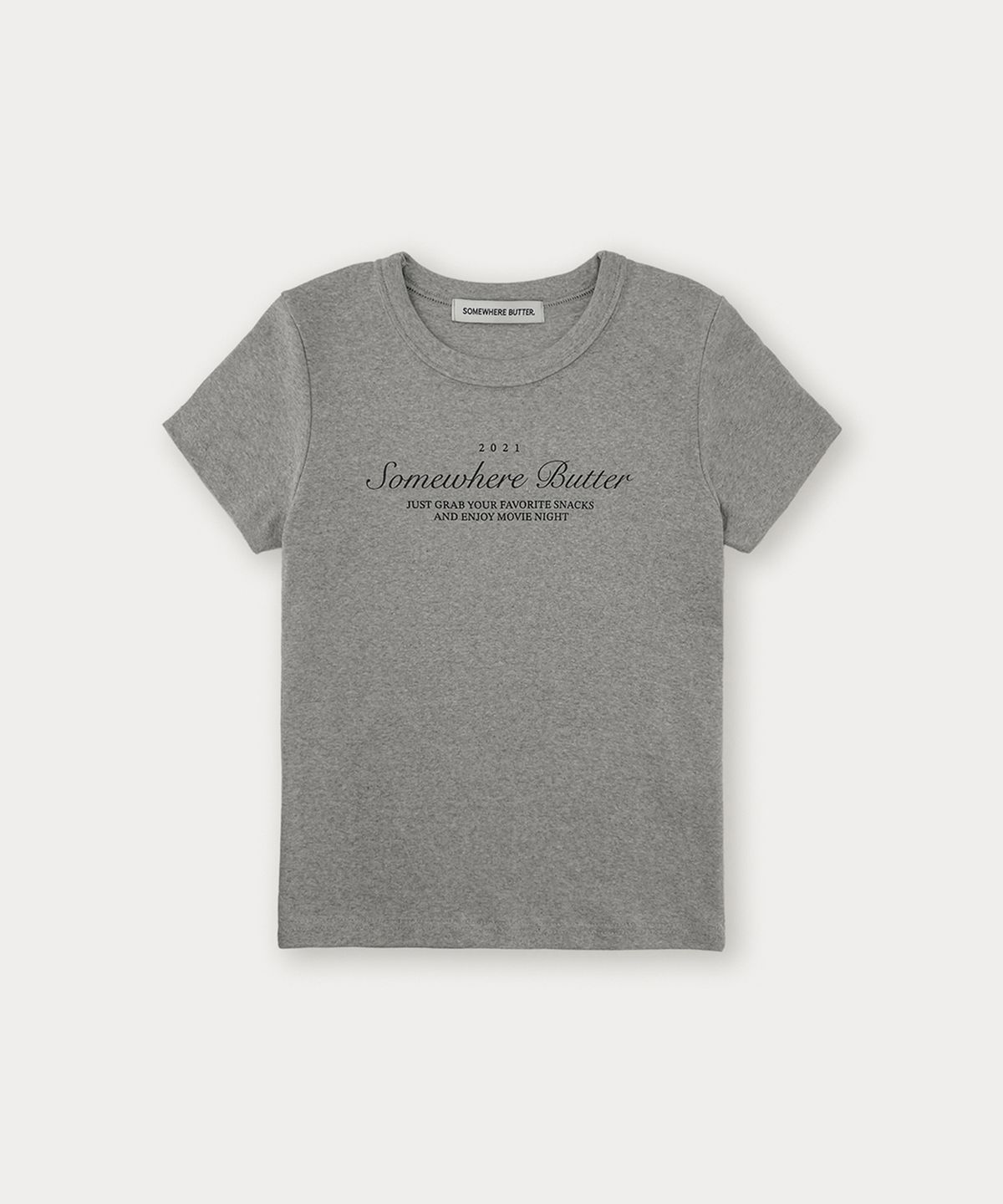 썸웨어버터(SOMEWHEREBUTTER) Snack Logo Crop Top - Grey