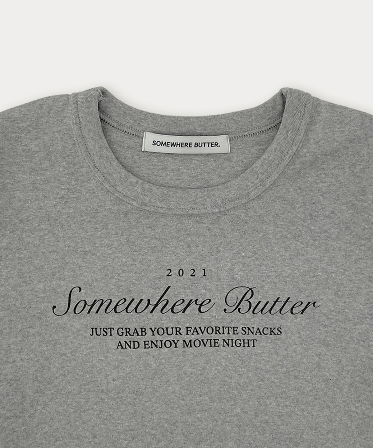 썸웨어버터(SOMEWHEREBUTTER) Snack Logo Crop Top - Grey