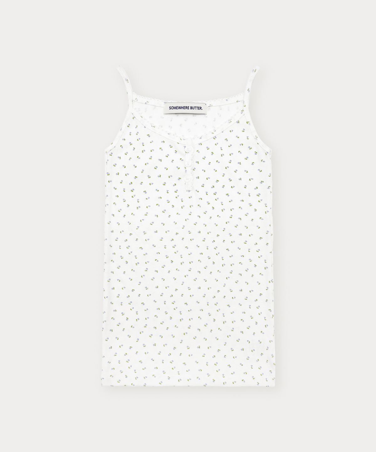 썸웨어버터(SOMEWHEREBUTTER) Lace Button Sleeveless - Flower