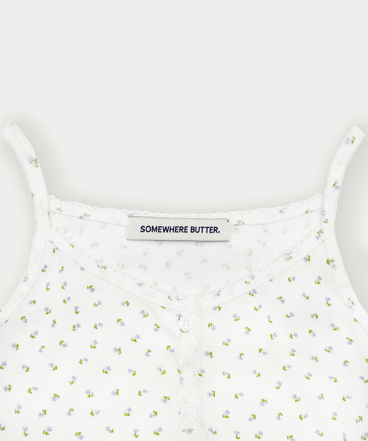 썸웨어버터(SOMEWHEREBUTTER) Lace Button Sleeveless - Flower
